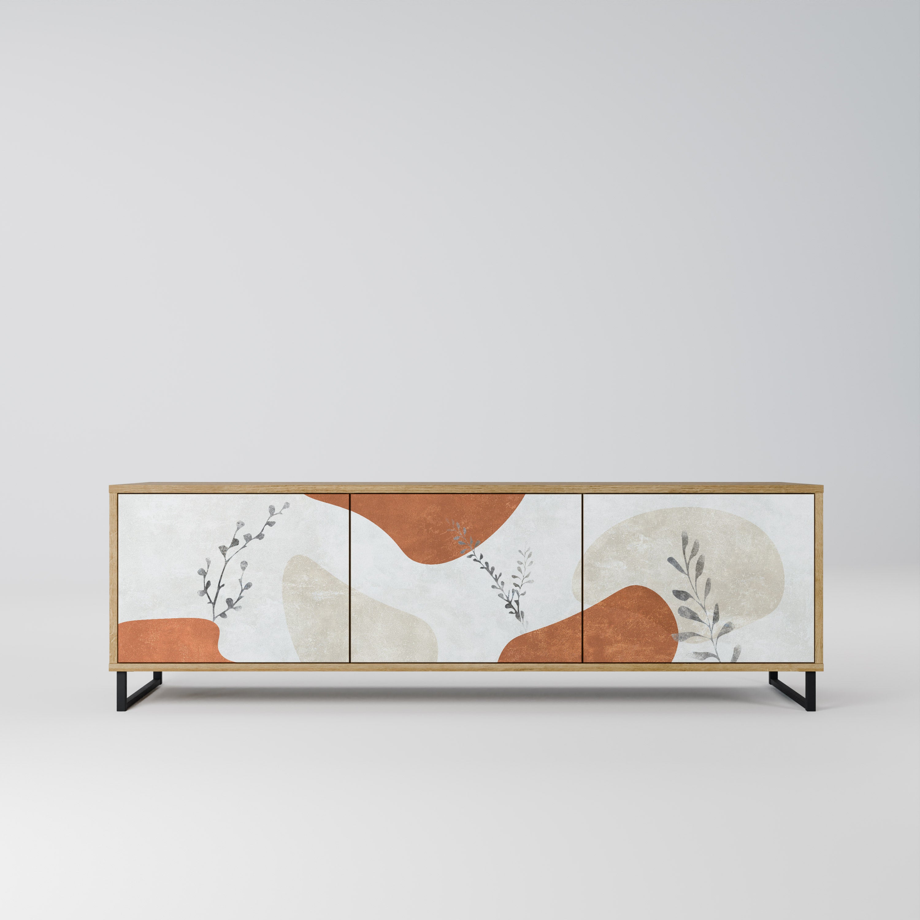 Βάση τηλεόρασης TRANQUIL TWIG με 3 πόρτες σε όψη δρυός