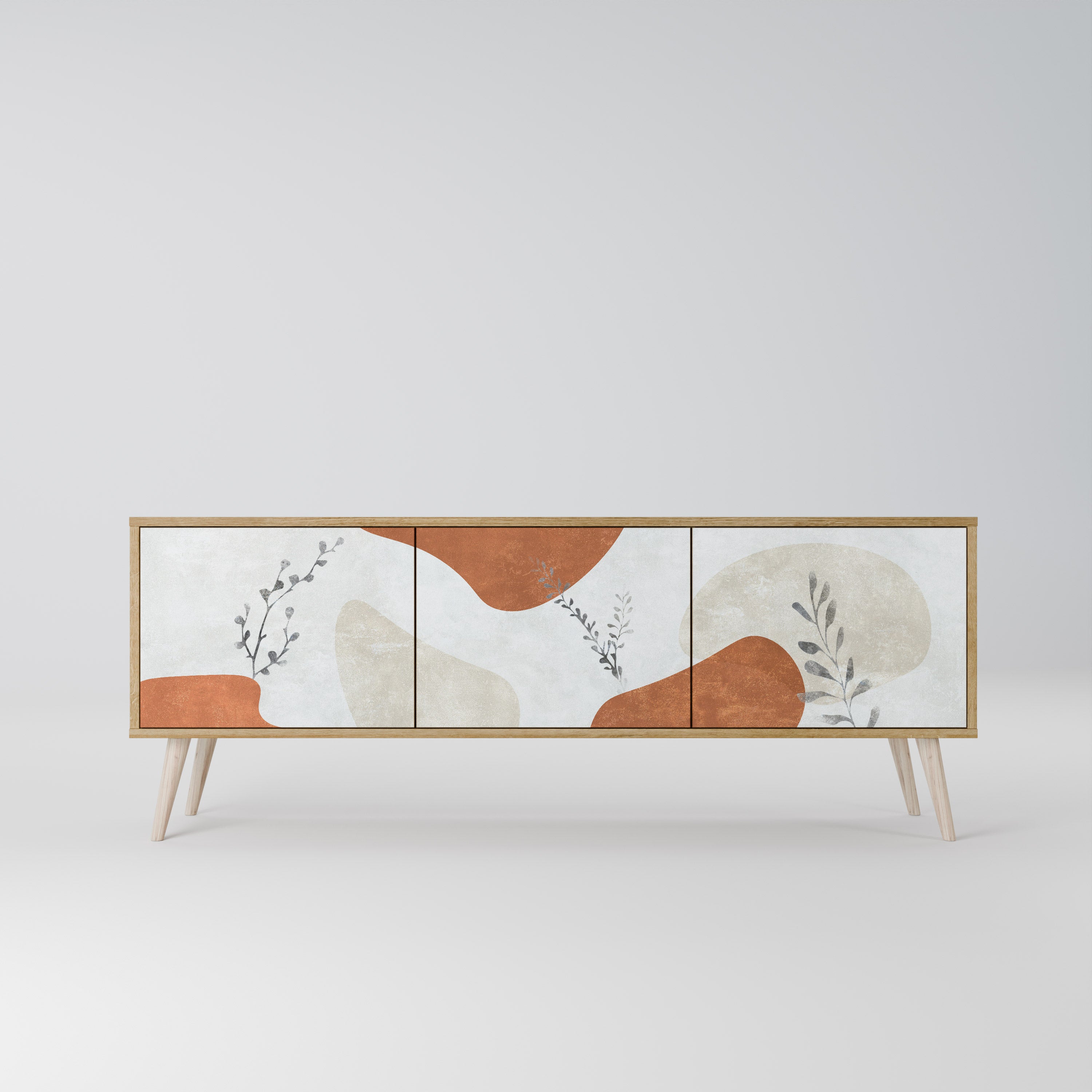 Βάση τηλεόρασης TRANQUIL TWIG με 3 πόρτες σε όψη δρυός