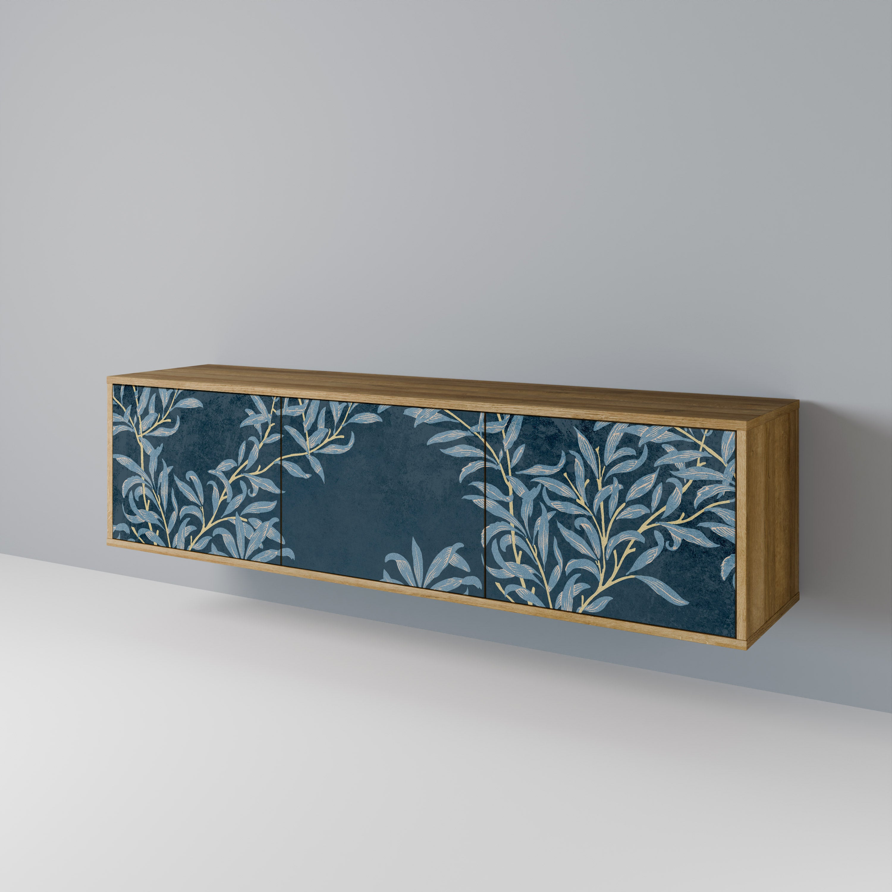 BLUE LEAVES 3-Door TV Cabinet