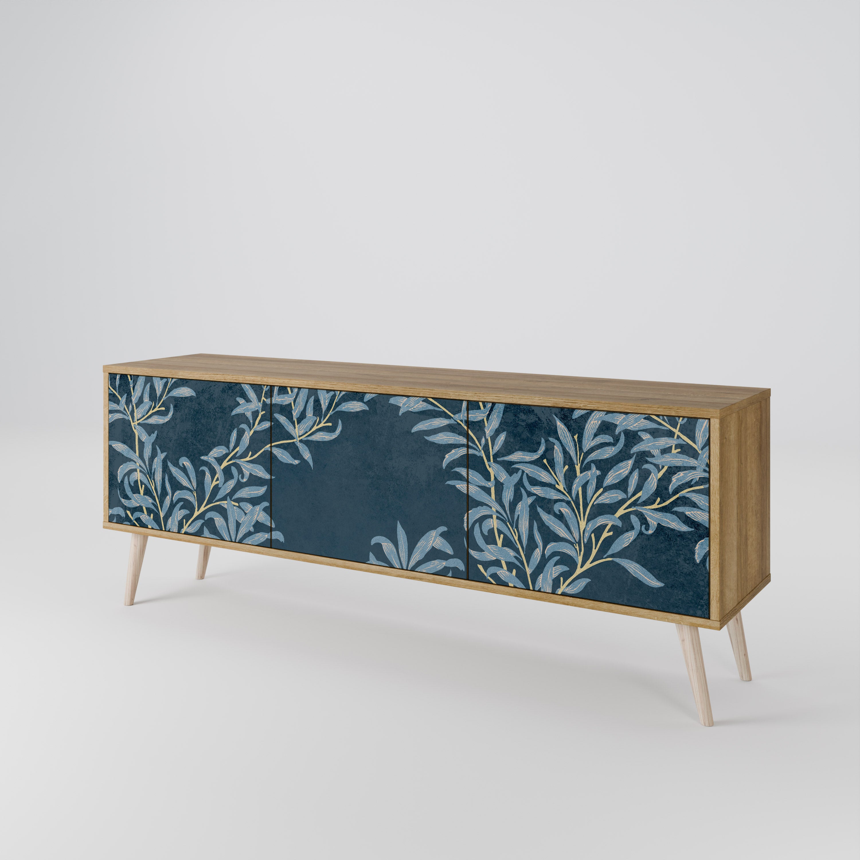 BLUE LEAVES 3-Door TV Cabinet