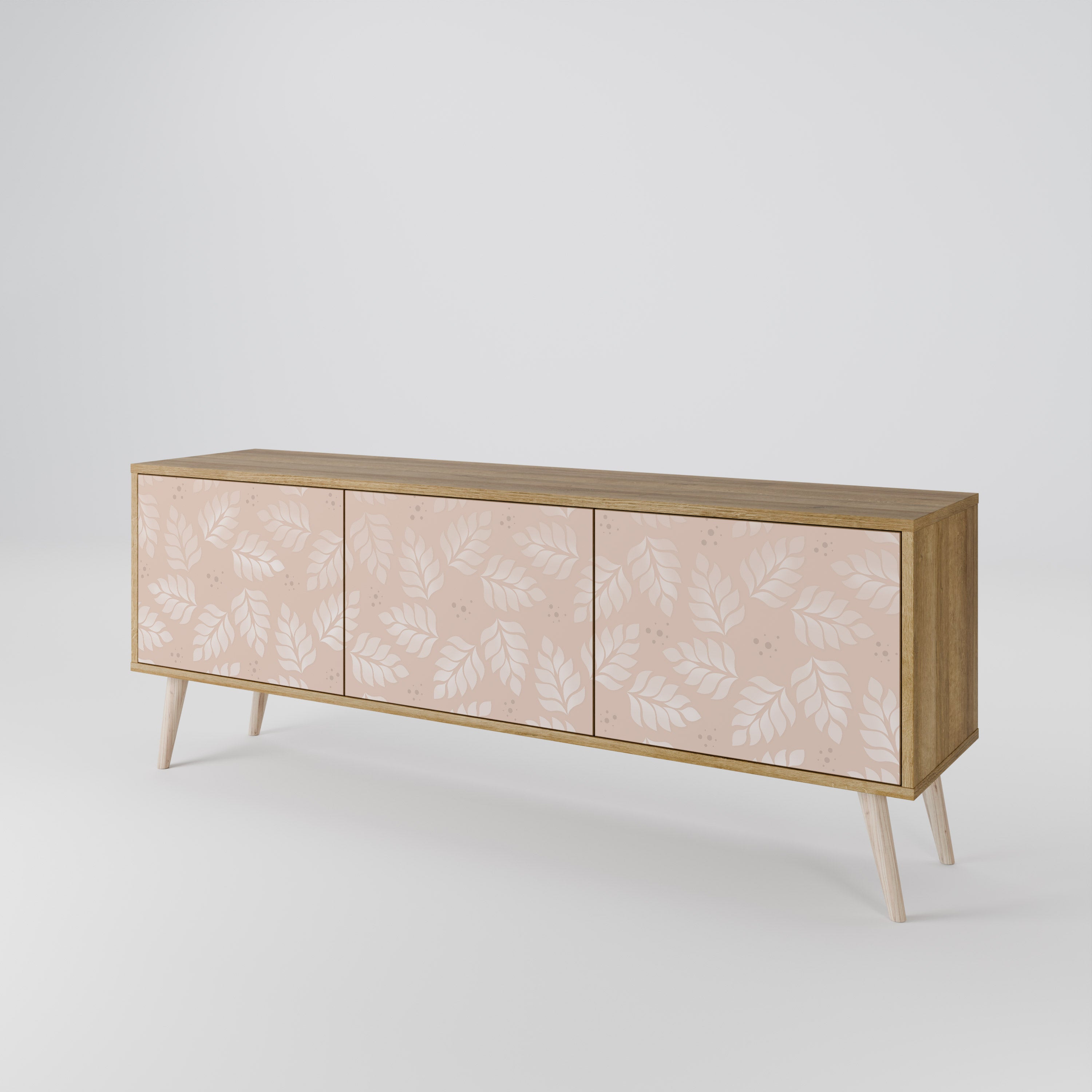 LEAVES ON BEIGE 3-Door TV Cabinet
