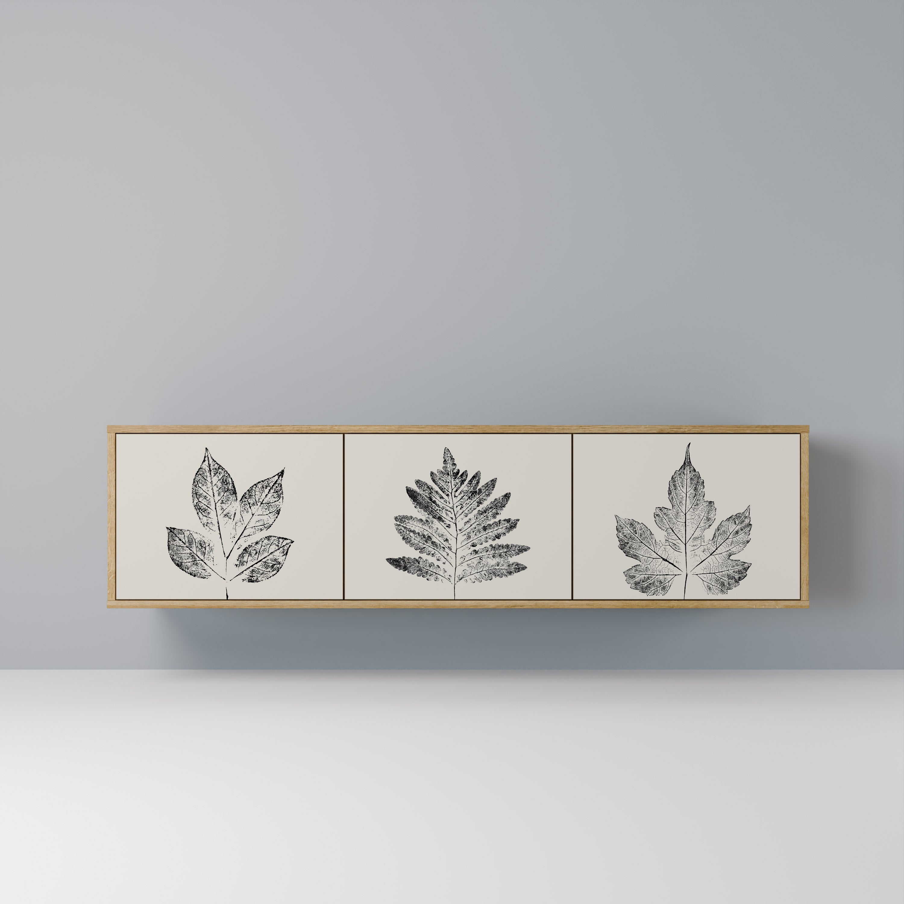 LEAFY STAMPS Τρίθυρη βάση τηλεόρασης σε εφέ δρυός