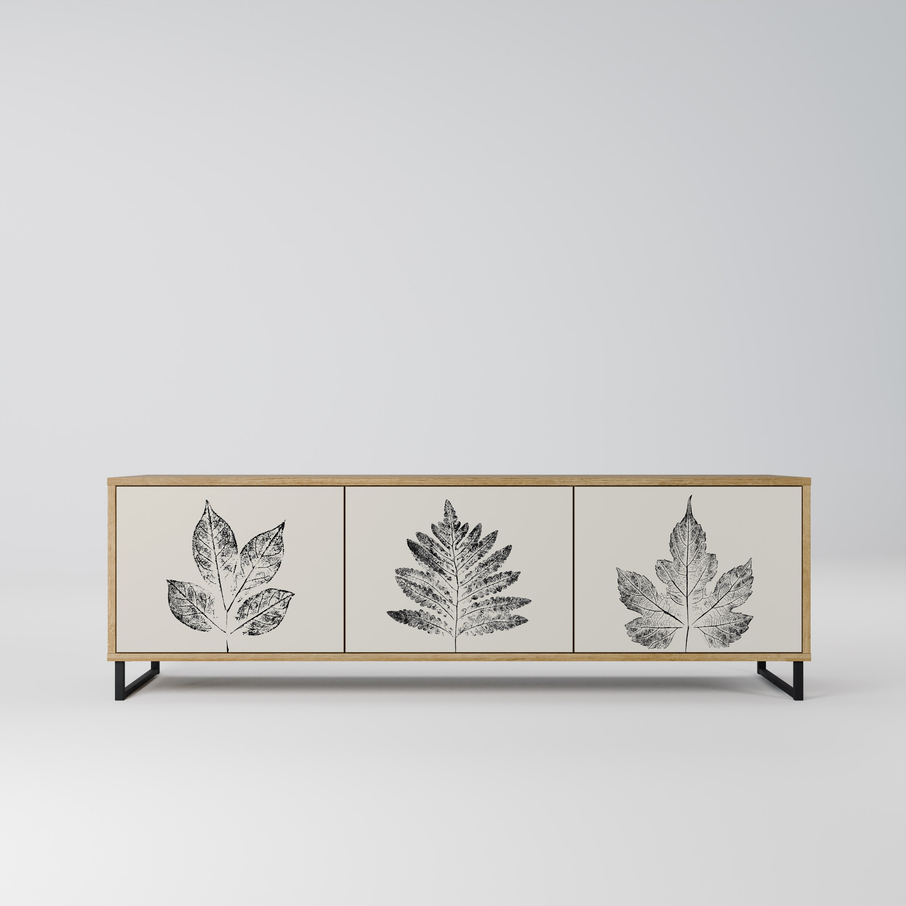 LEAFY STAMPS Τρίθυρη βάση τηλεόρασης σε εφέ δρυός