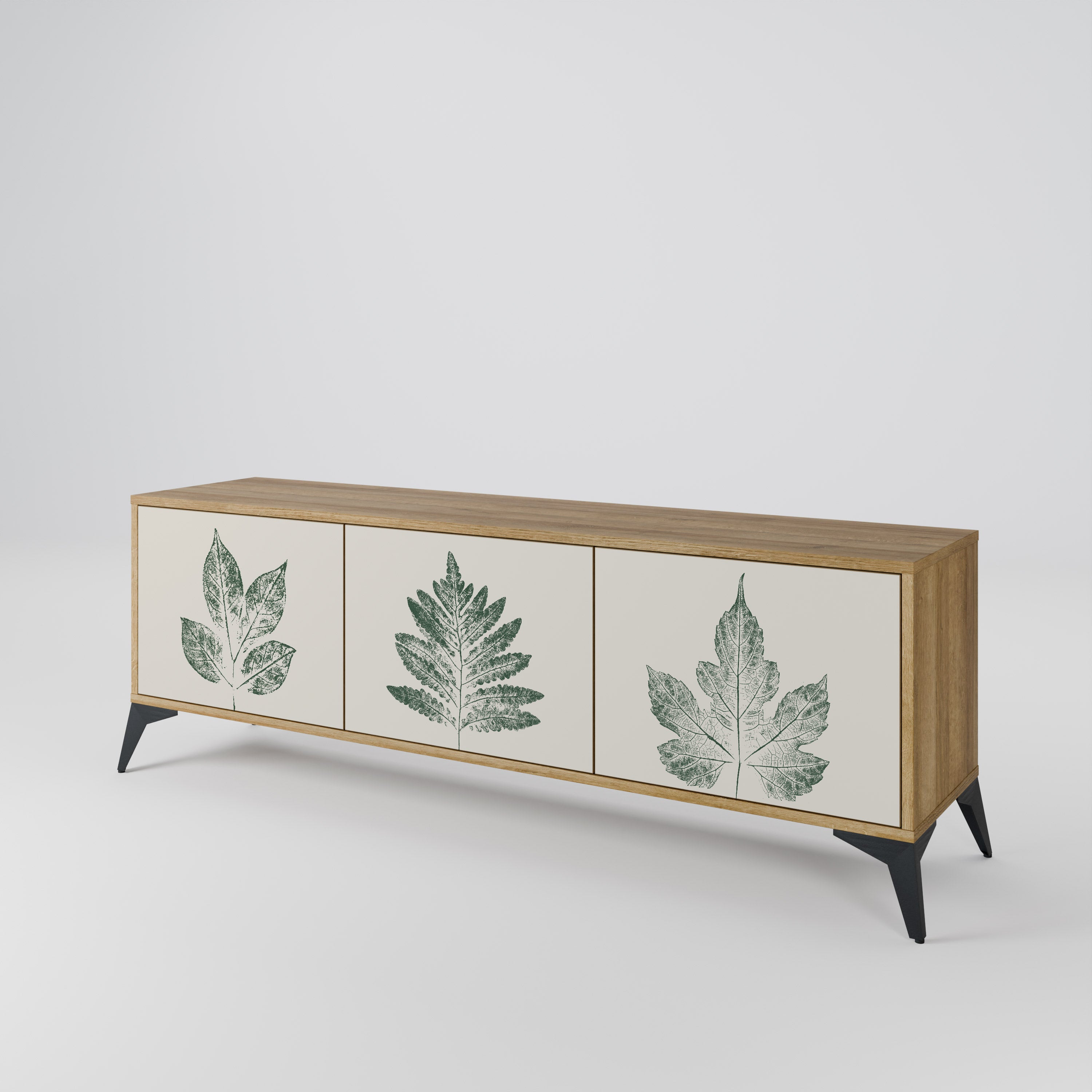 GREEN LEAFY STAMPS 3-Door TV Cabinet