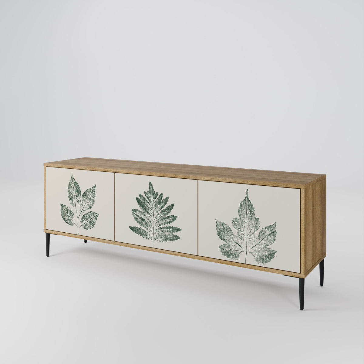 GREEN LEAFY STAMPS 3-Door TV Cabinet