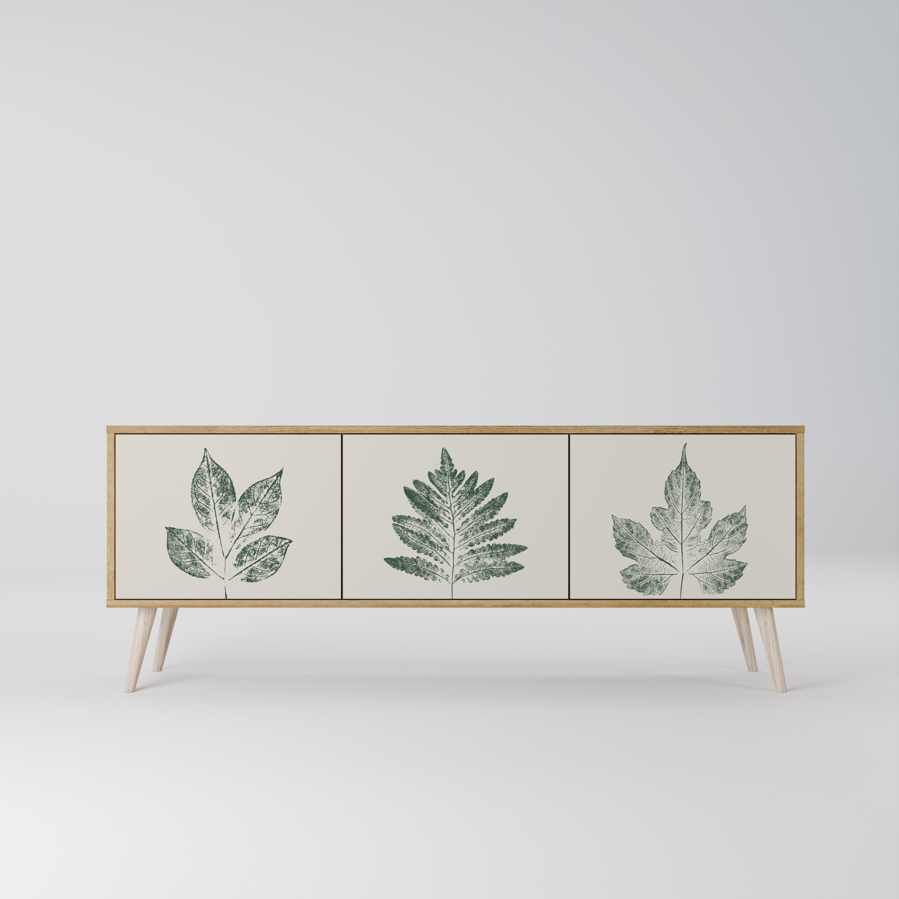 GREEN LEAFY STAMPS 3-Door TV Cabinet