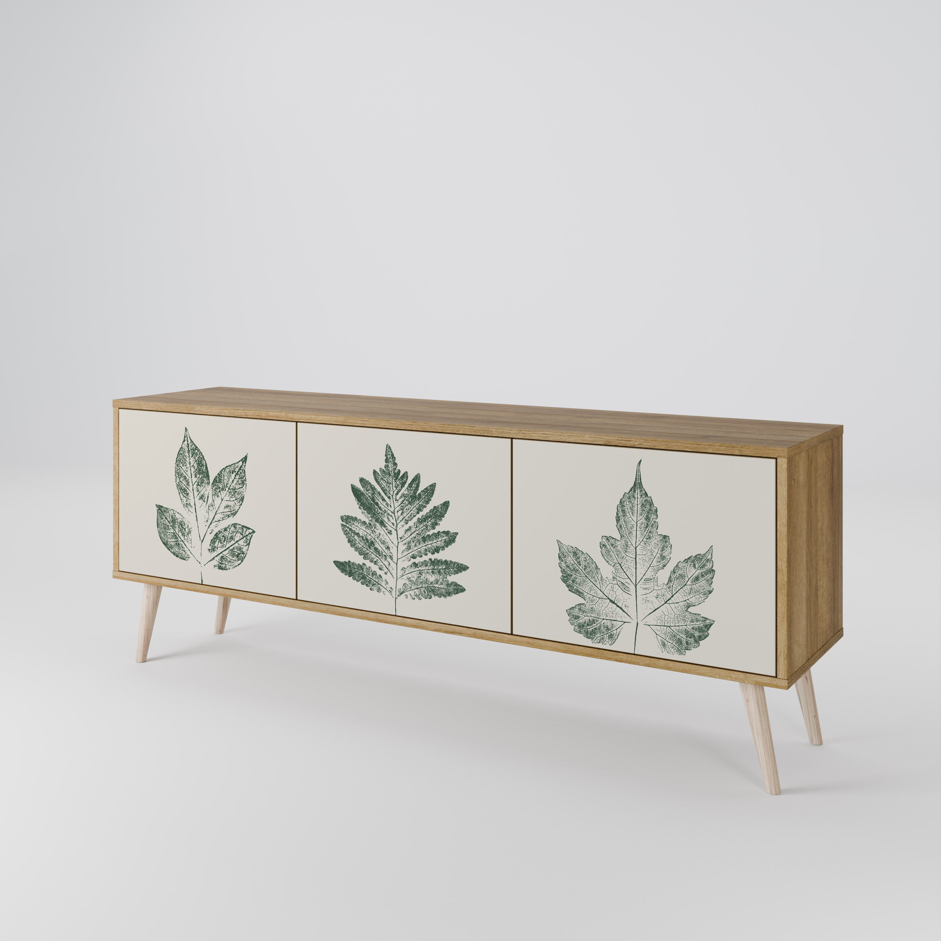GREEN LEAFY STAMPS 3-Door TV Cabinet