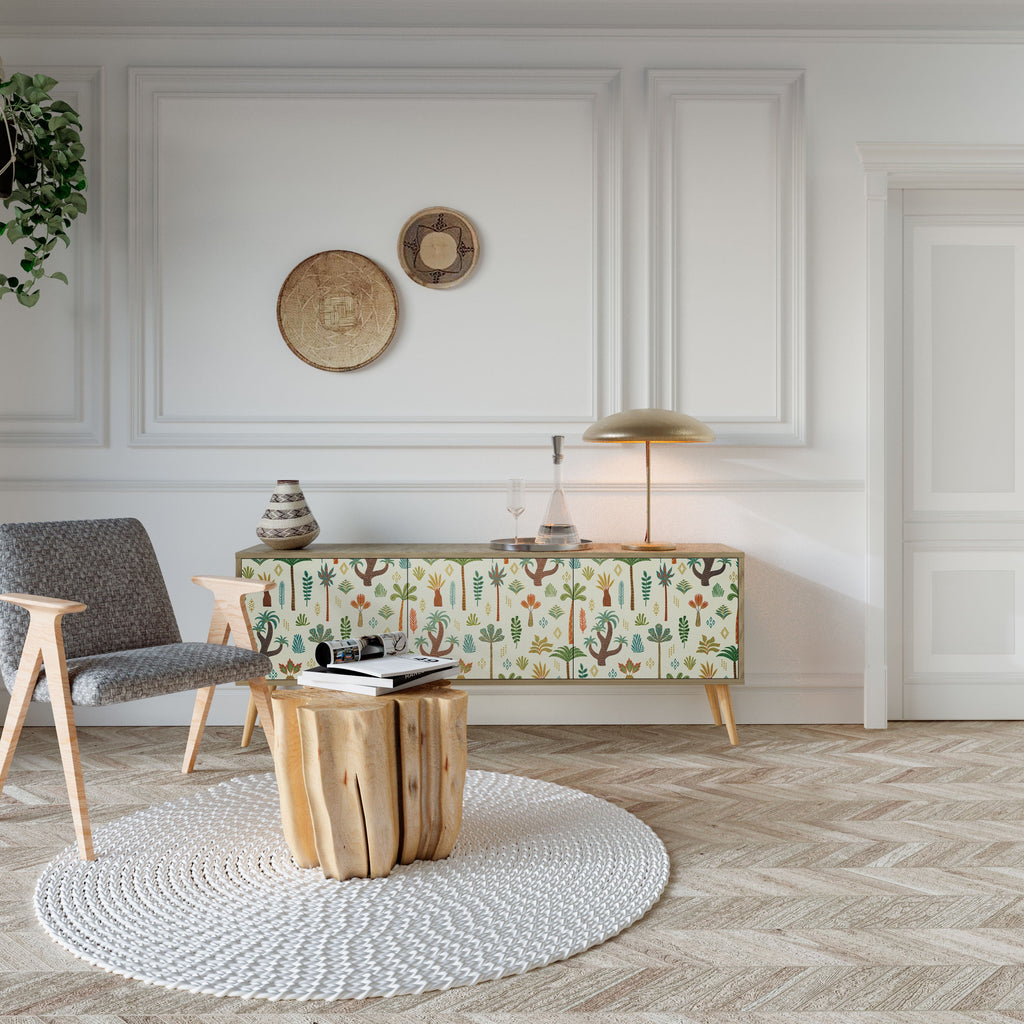 Βάση τηλεόρασης PALM SPRING με 3 πόρτες σε όψη δρυός