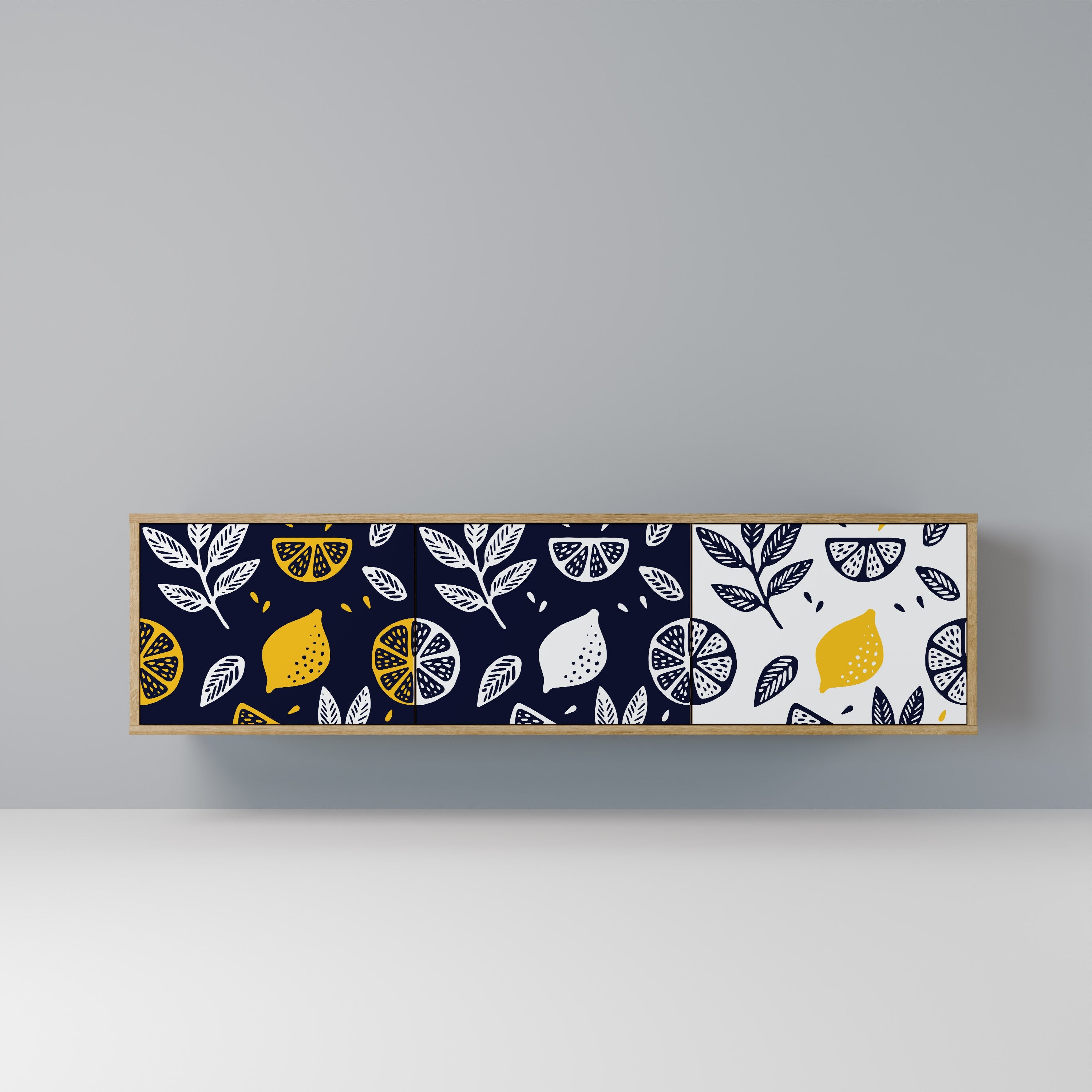 CITRUS BLACK AND WHITE Τρίθυρη βάση τηλεόρασης σε όψη δρυός