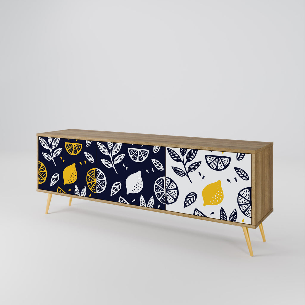 CITRUS BLACK AND WHITE Τρίθυρη βάση τηλεόρασης σε όψη δρυός
