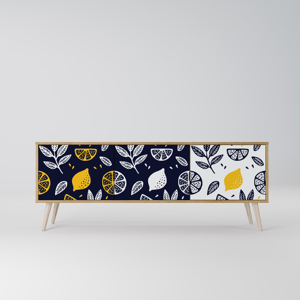 CITRUS BLACK AND WHITE Τρίθυρη βάση τηλεόρασης σε όψη δρυός