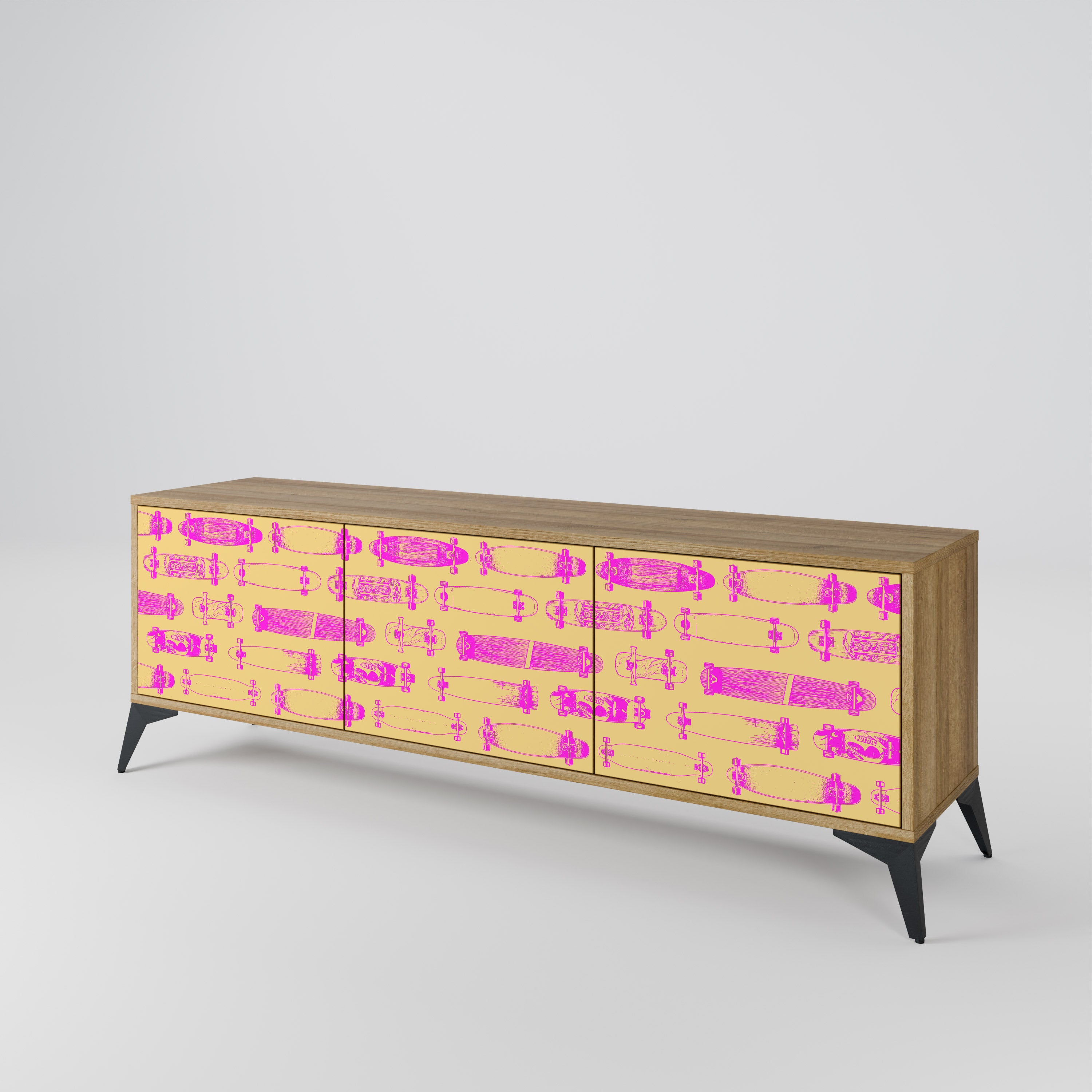 SKATEBOARD ARTISTRY 3-Door TV Cabinet