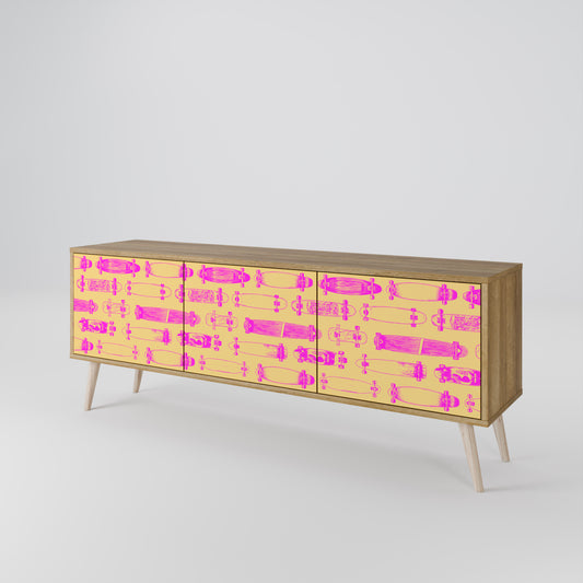 SKATEBOARD ARTISTRY 3-Door TV Cabinet