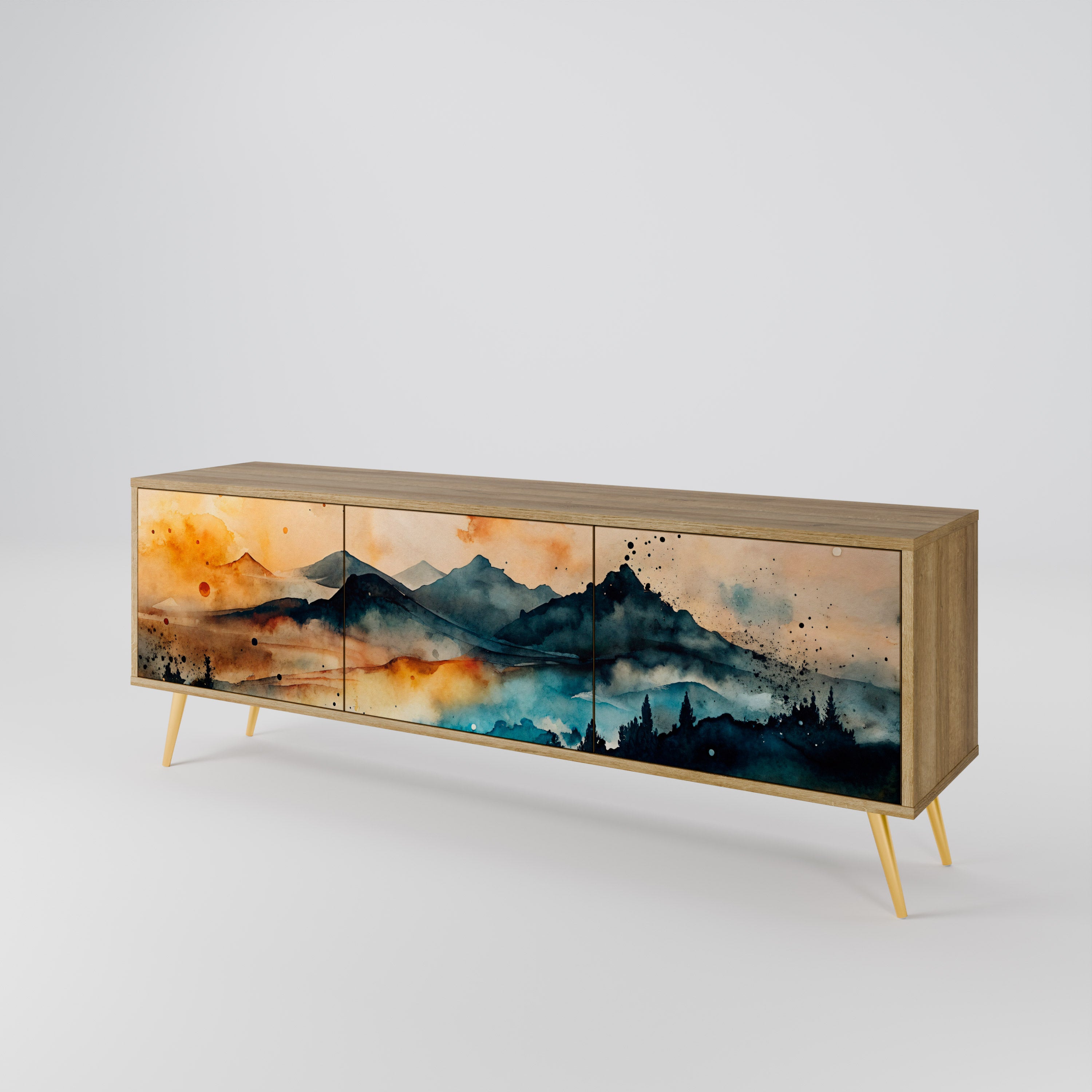 OMINOUS MOUNTAINS 3-Door TV Cabinet