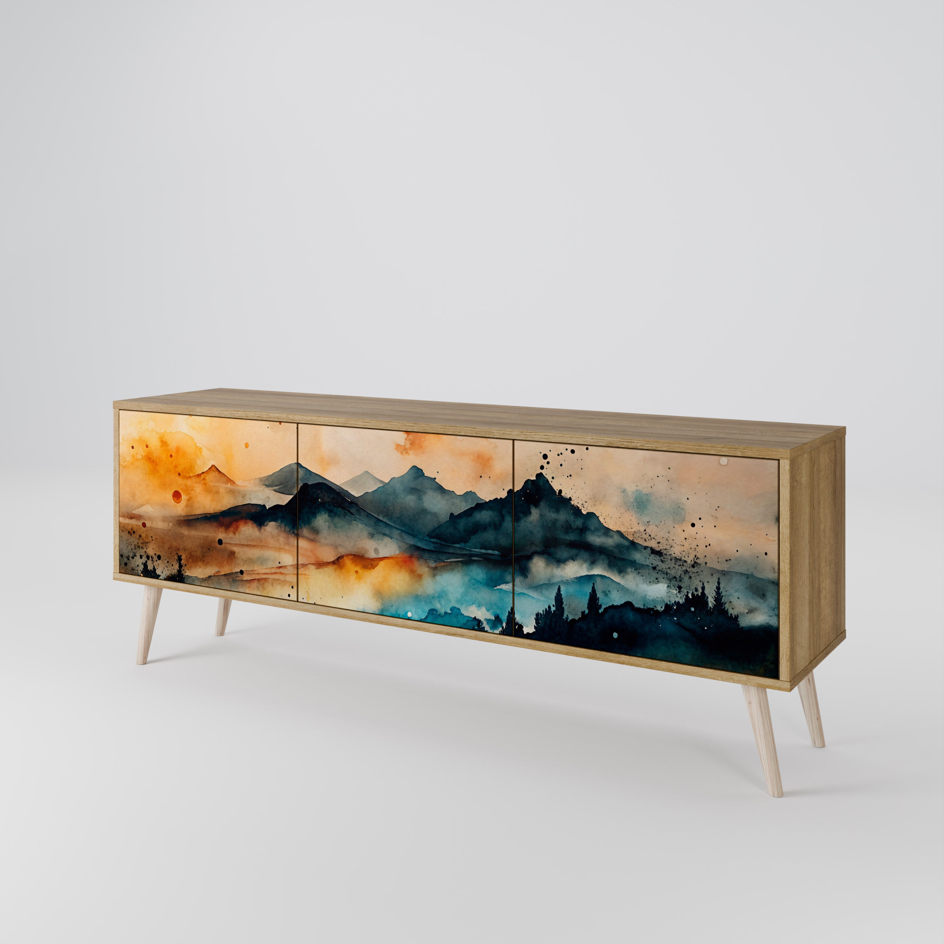 OMINOUS MOUNTAINS 3-Door TV Cabinet