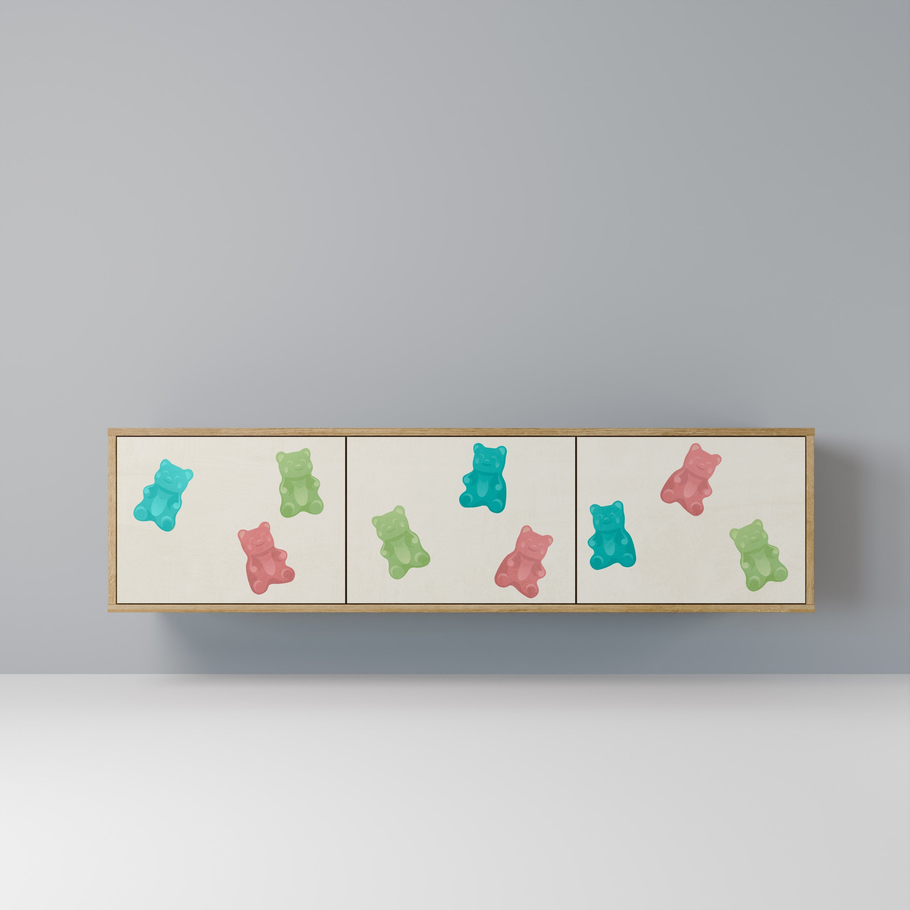 Βάση τηλεόρασης GUMMY BEARS με 3 πόρτες σε όψη δρυός