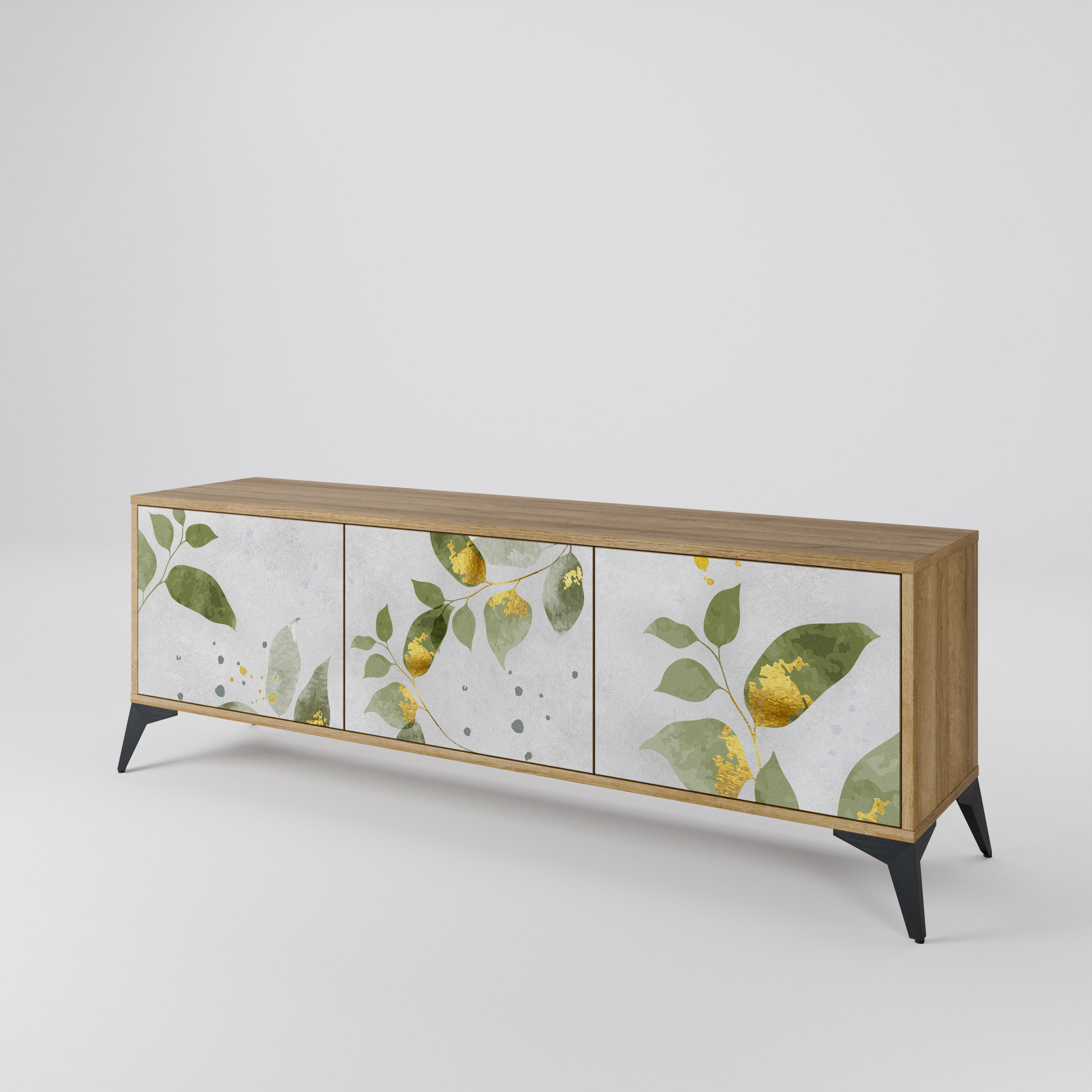 ELEGANT BOTANICS Τρίθυρη βάση τηλεόρασης σε όψη δρυός