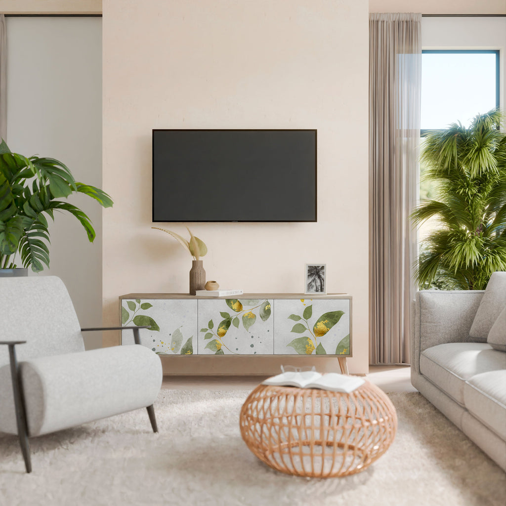 ELEGANT BOTANICS Τρίθυρη βάση τηλεόρασης σε όψη δρυός