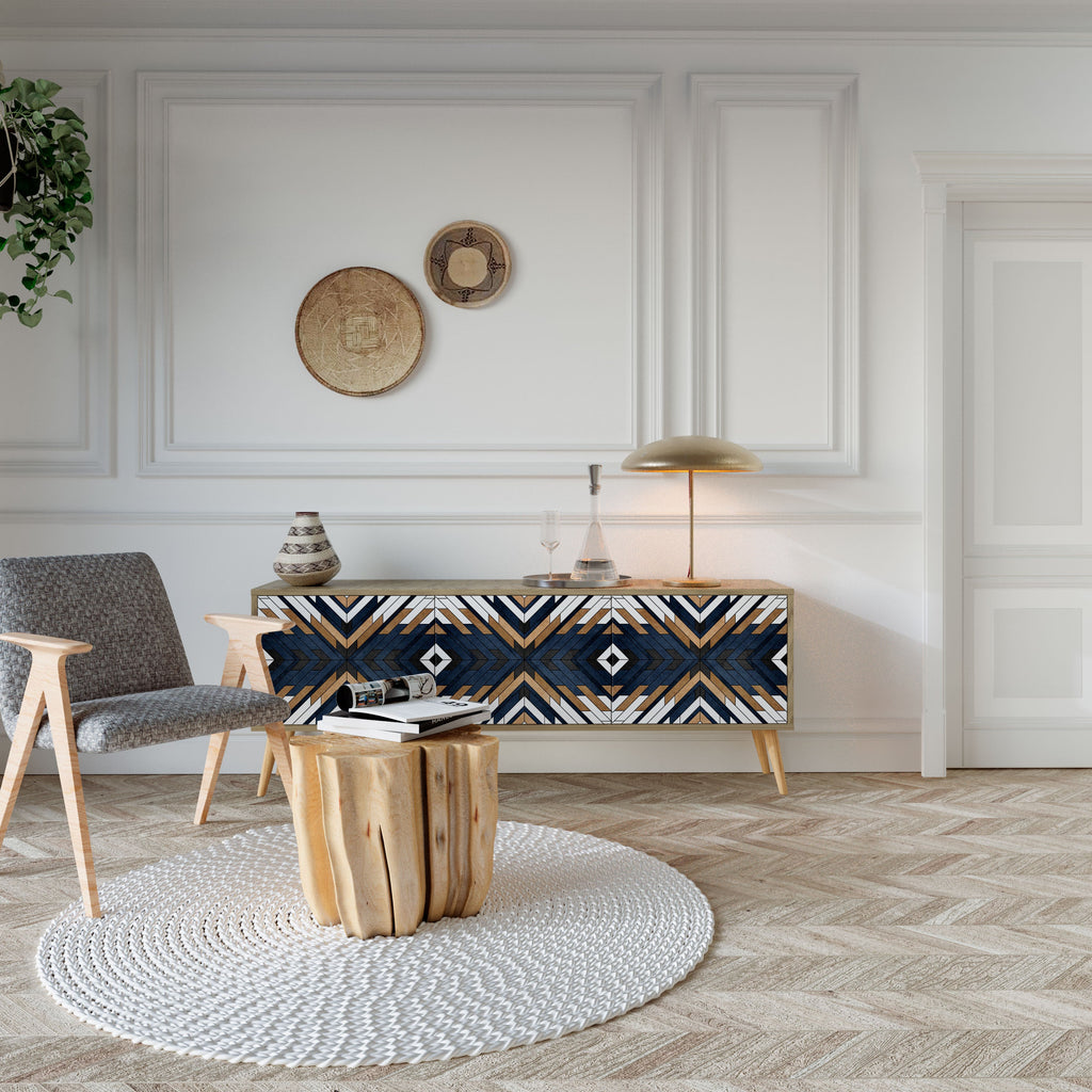 Τρίθυρη βάση τηλεόρασης ARTFUL GEOMETRIA σε εφέ δρυός