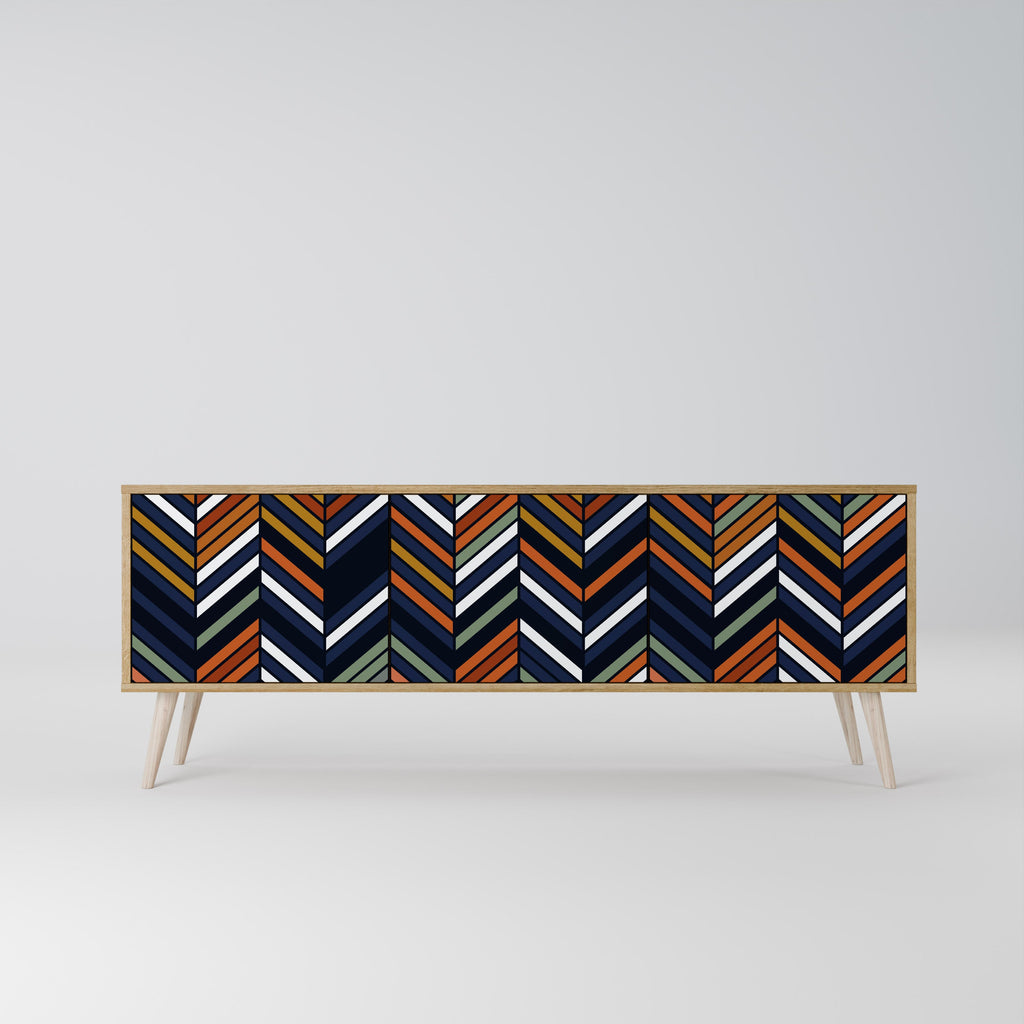 Βάση τηλεόρασης VIBRANT PATCHWORK με 3 πόρτες σε εφέ δρυός