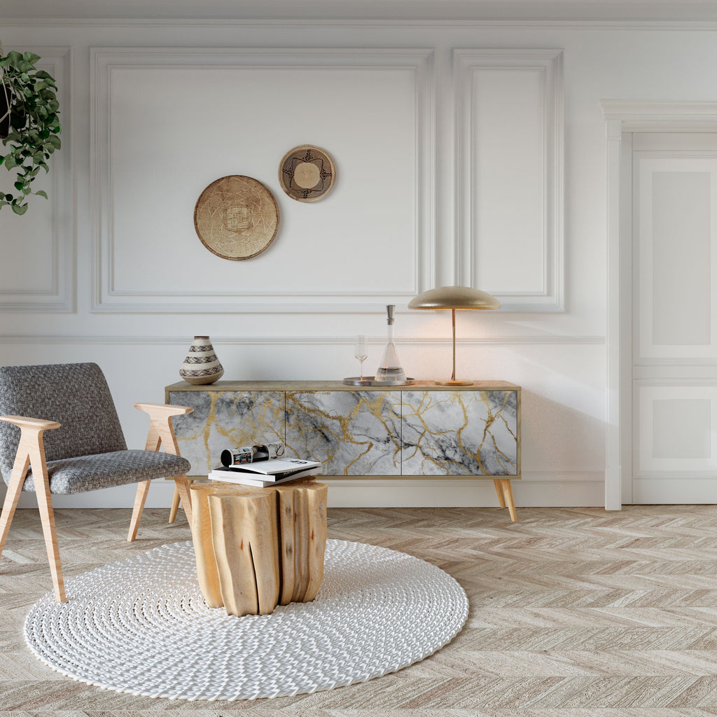 Βάση τηλεόρασης TIMELESS GLIDE με 3 πόρτες σε εφέ δρυός