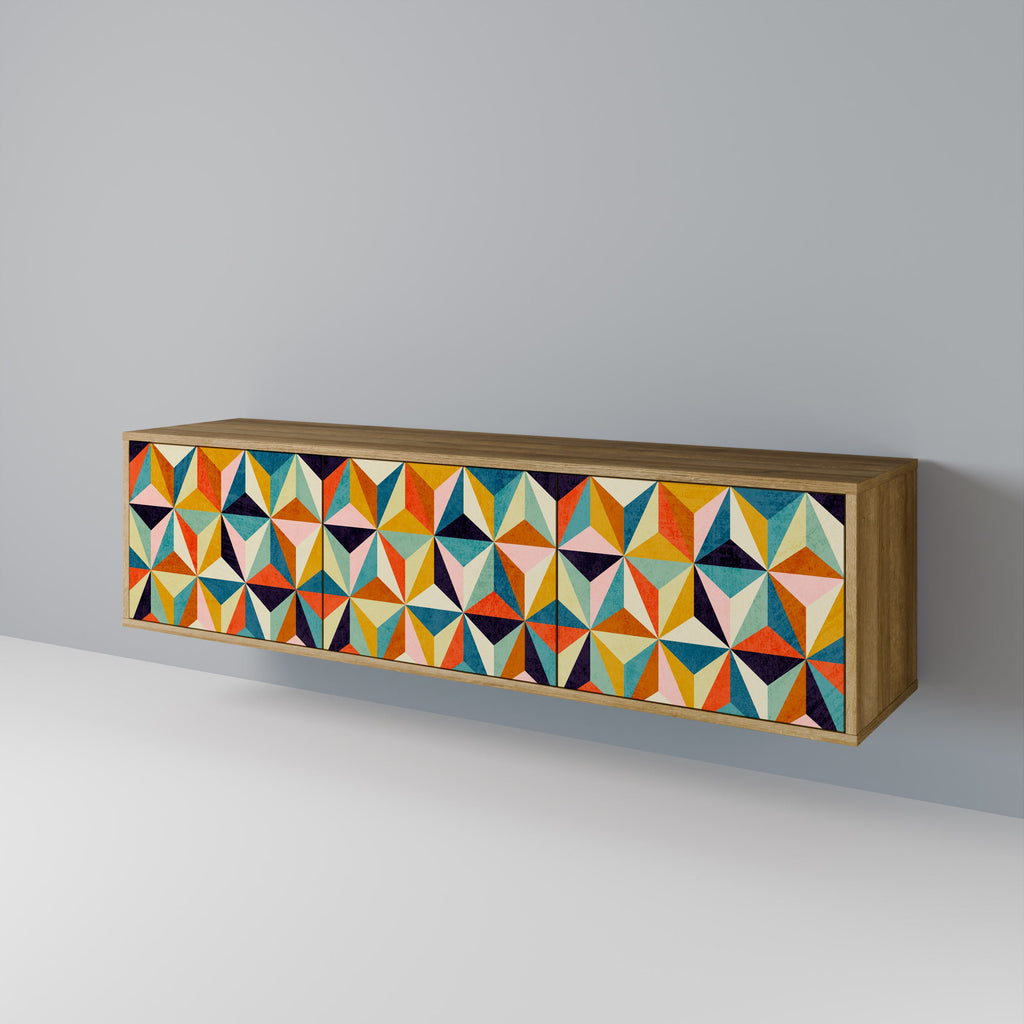 TESSELATE TREASURES Τριθέσια βάση τηλεόρασης σε όψη δρυός