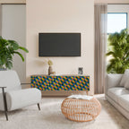 PAINTED SQUARES MIX 3-Door TV Cabinet