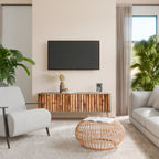 NATURAL WOOD 3-Door TV Cabinet