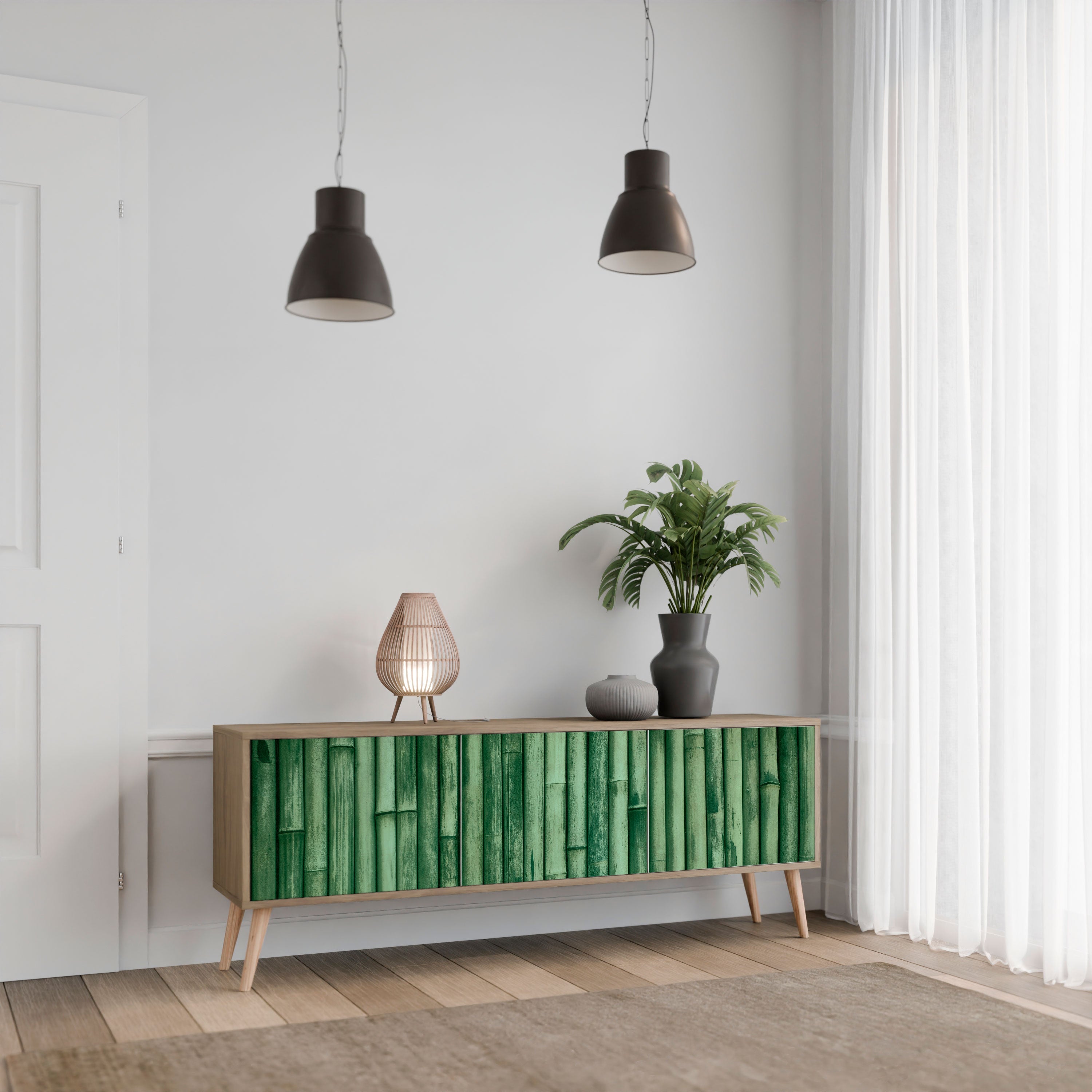Βάση τηλεόρασης 3 θυρών NATURAL GREEN σε χρώμα δρυός