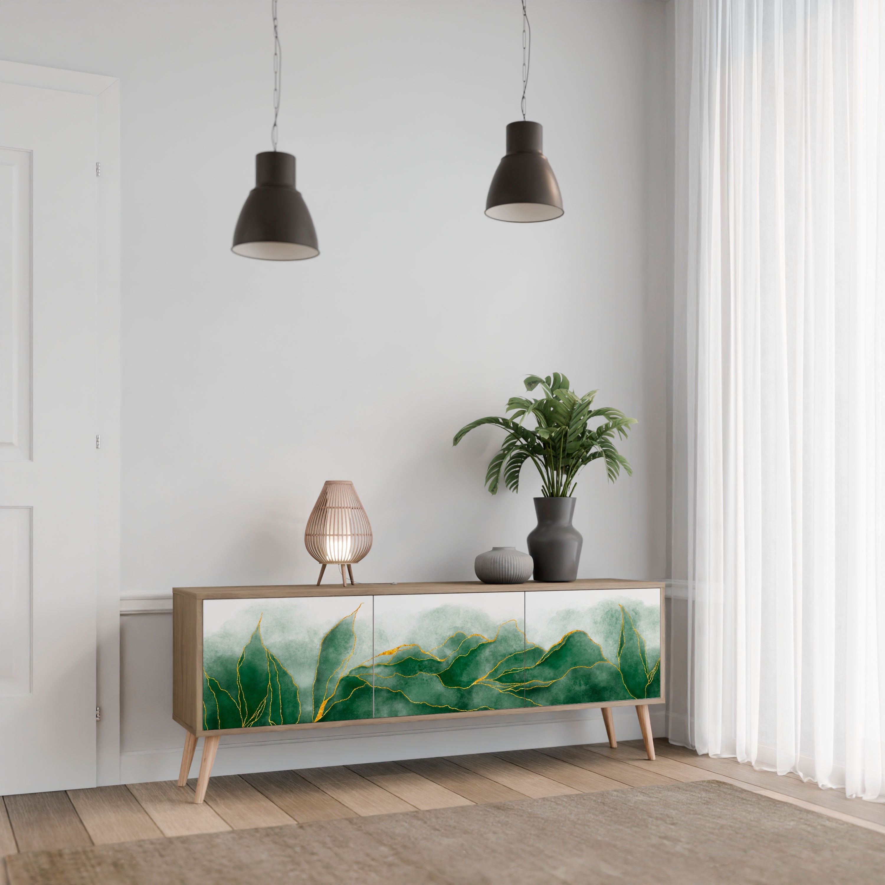Βάση τηλεόρασης EXPENSIVE NATURE με 3 πόρτες σε όψη δρυός