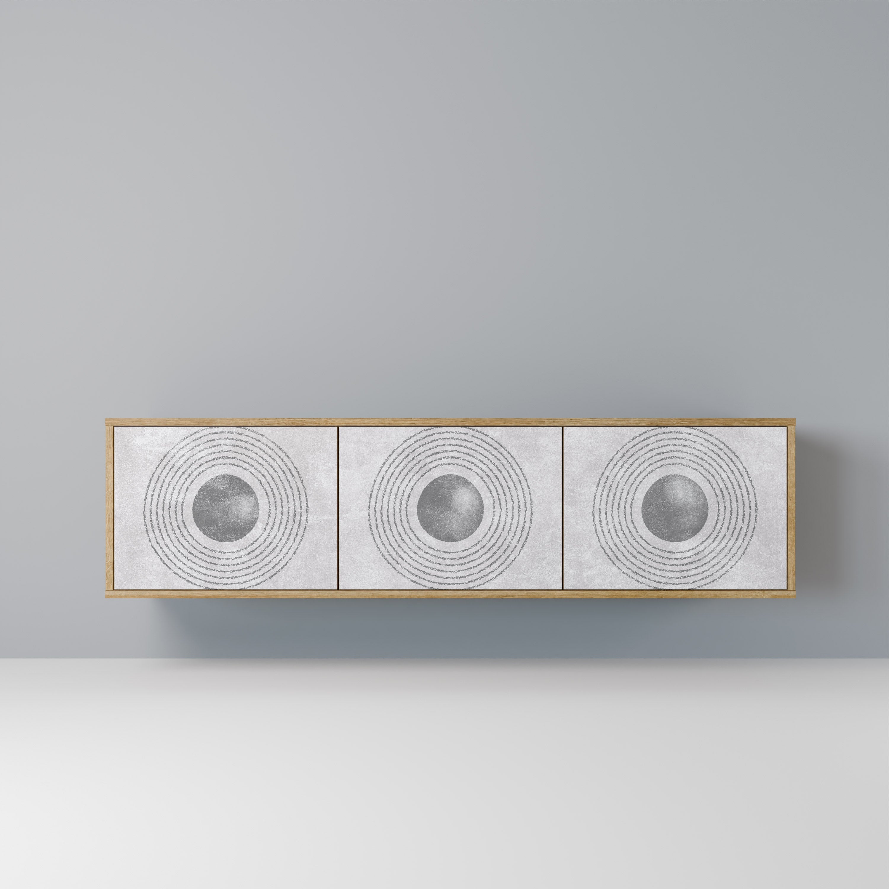 Βάση τηλεόρασης SOLID CIRCLES με 3 πόρτες σε χρώμα δρυός