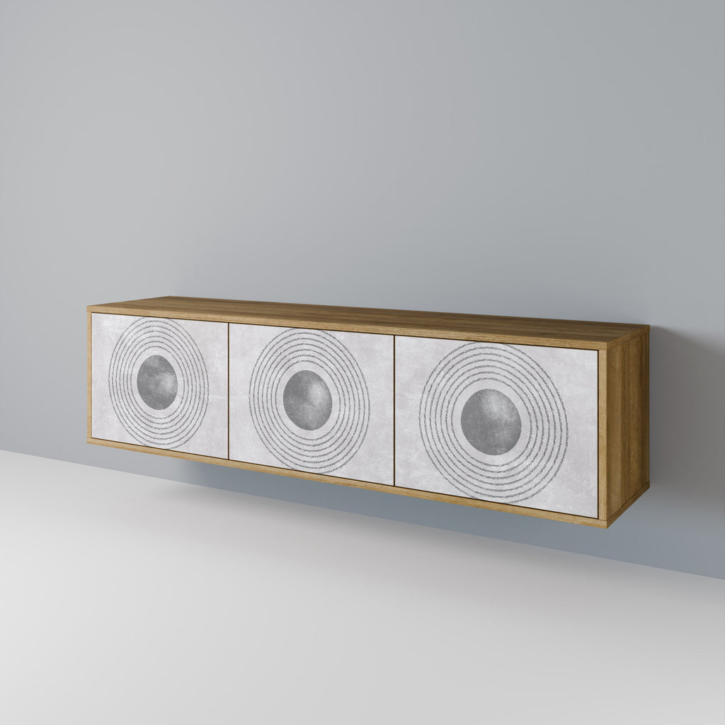 Βάση τηλεόρασης SOLID CIRCLES με 3 πόρτες σε χρώμα δρυός