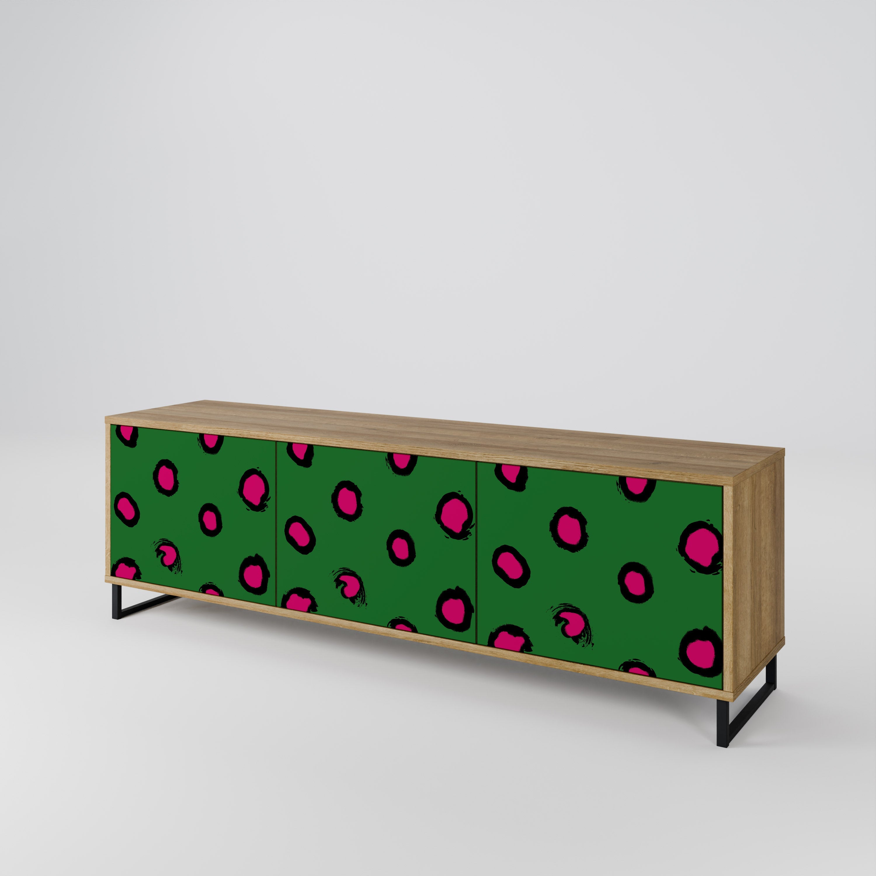 Βάση τηλεόρασης FUNKY SPOTS με 3 πόρτες σε εφέ δρυός