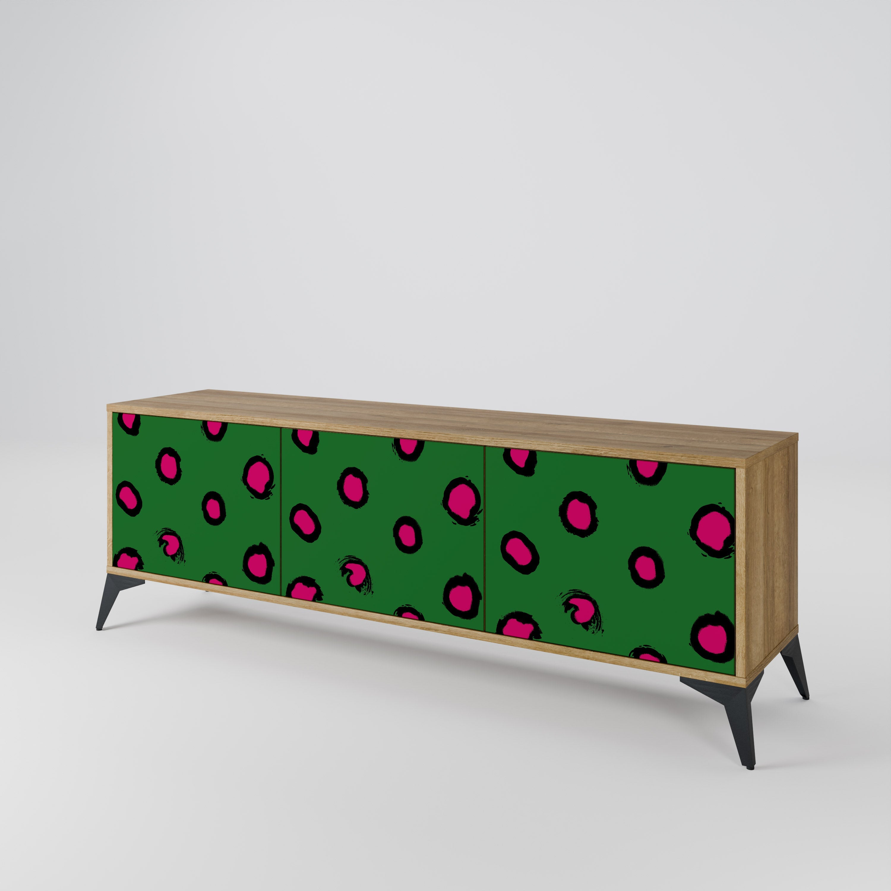 Βάση τηλεόρασης FUNKY SPOTS με 3 πόρτες σε εφέ δρυός