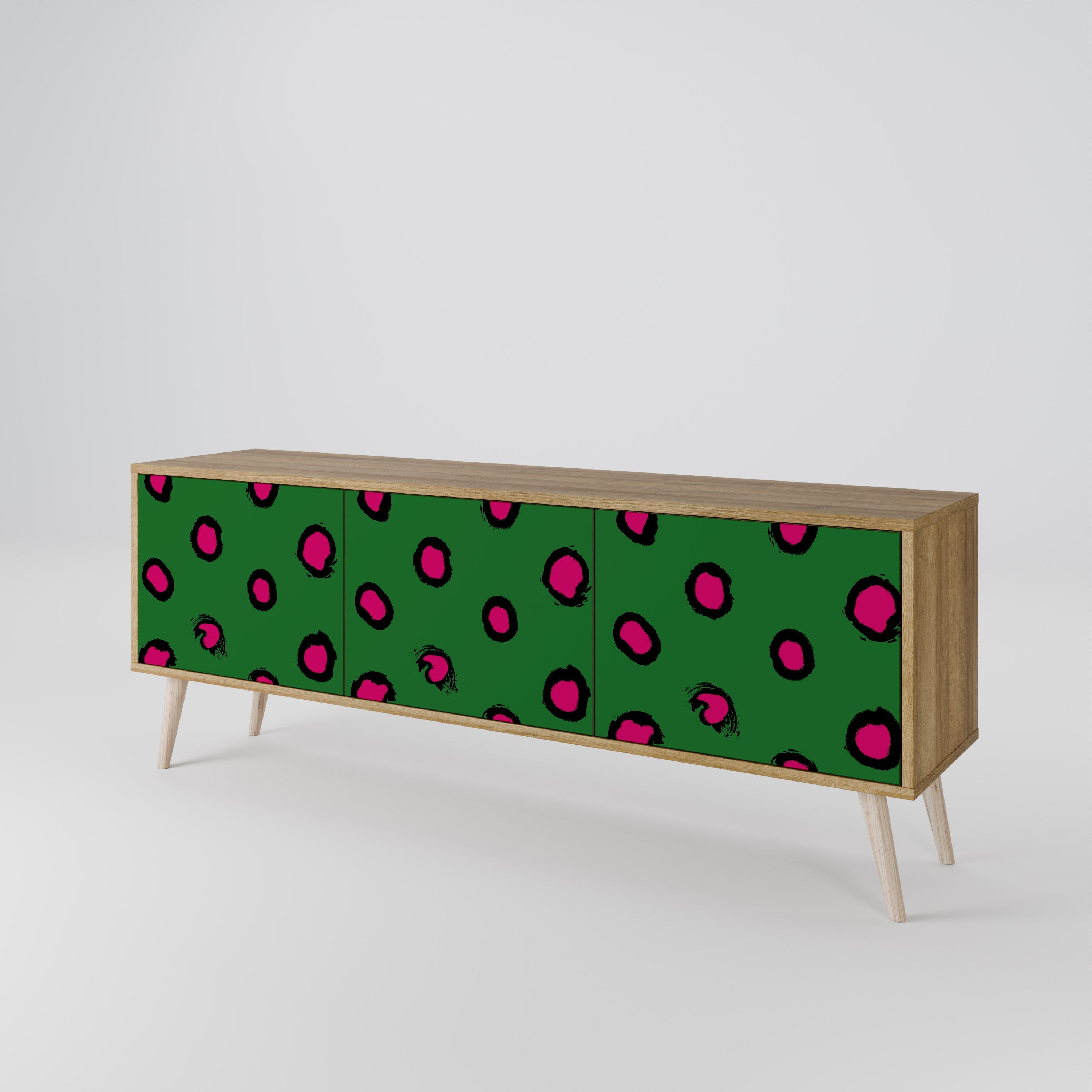 Βάση τηλεόρασης FUNKY SPOTS με 3 πόρτες σε εφέ δρυός