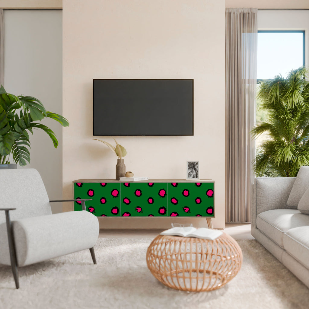Βάση τηλεόρασης FUNKY SPOTS με 3 πόρτες σε εφέ δρυός