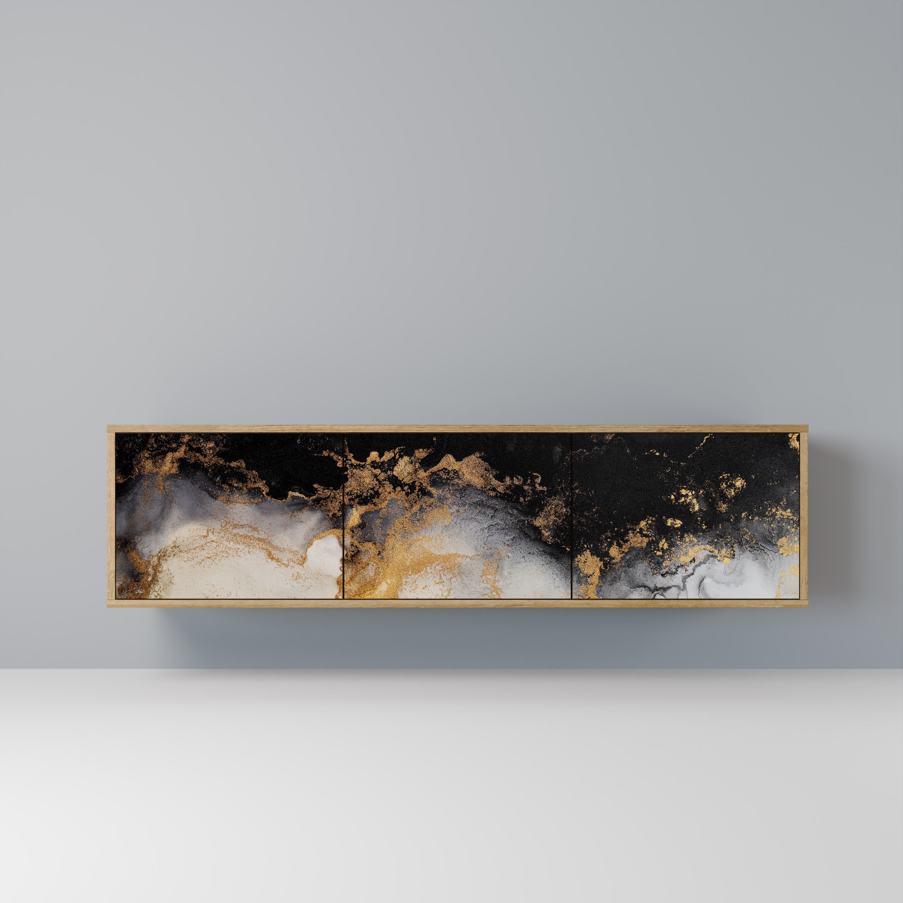 Βάση τηλεόρασης MARBLE OF TOMMORROW με 3 πόρτες σε όψη δρυός