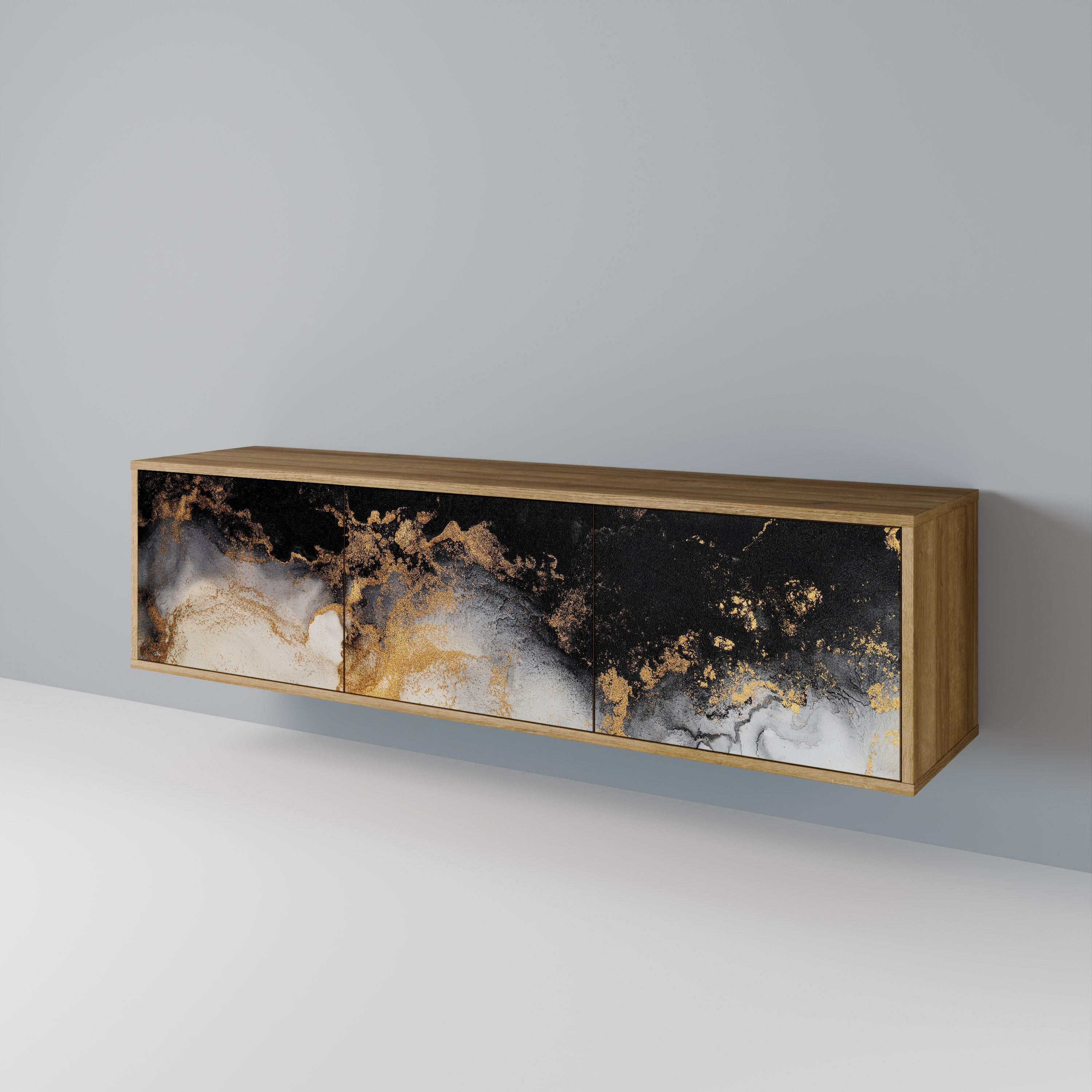 Βάση τηλεόρασης MARBLE OF TOMMORROW με 3 πόρτες σε όψη δρυός