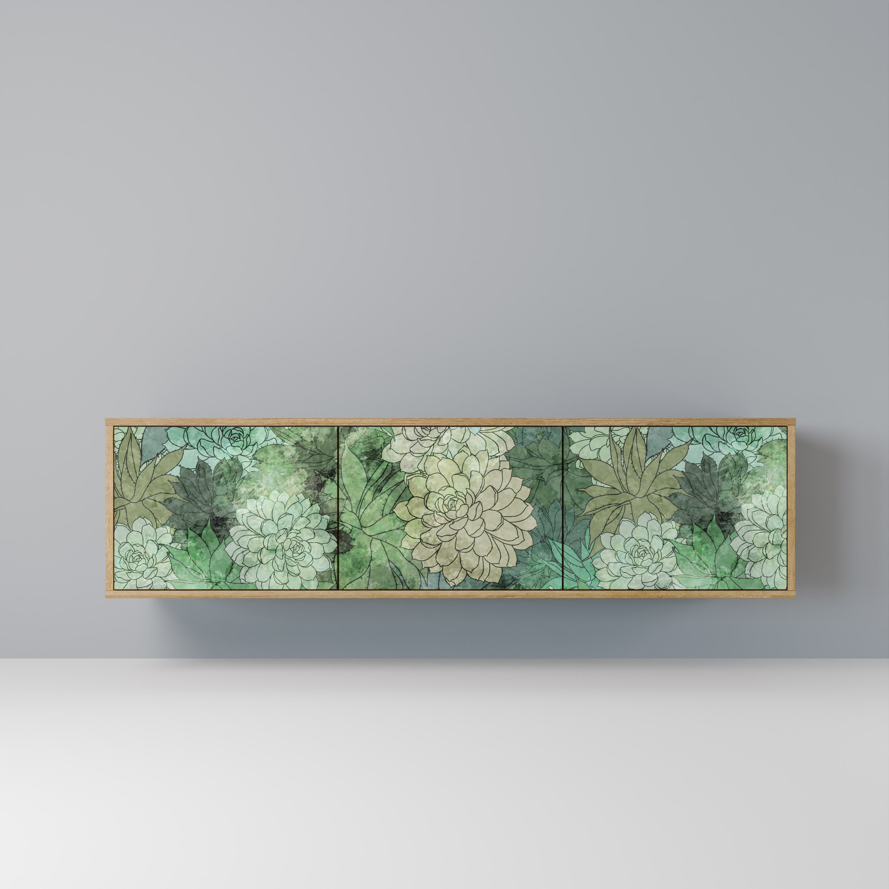 Βάση τηλεόρασης SUCCULENT CLUSTER με 3 πόρτες σε όψη δρυός
