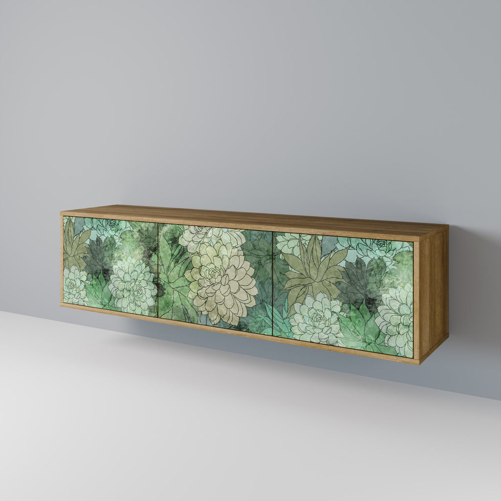 SUCCULENT CLUSTER 3-Door TV Stand in Oak Effect