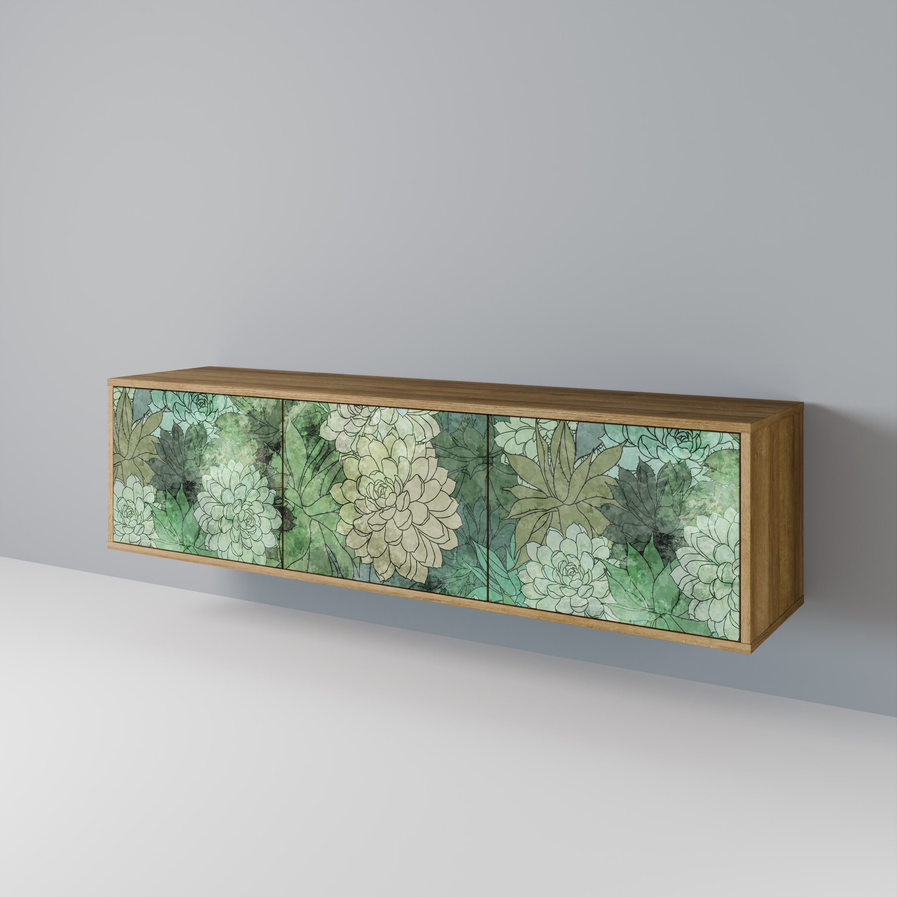 Βάση τηλεόρασης SUCCULENT CLUSTER με 3 πόρτες σε όψη δρυός