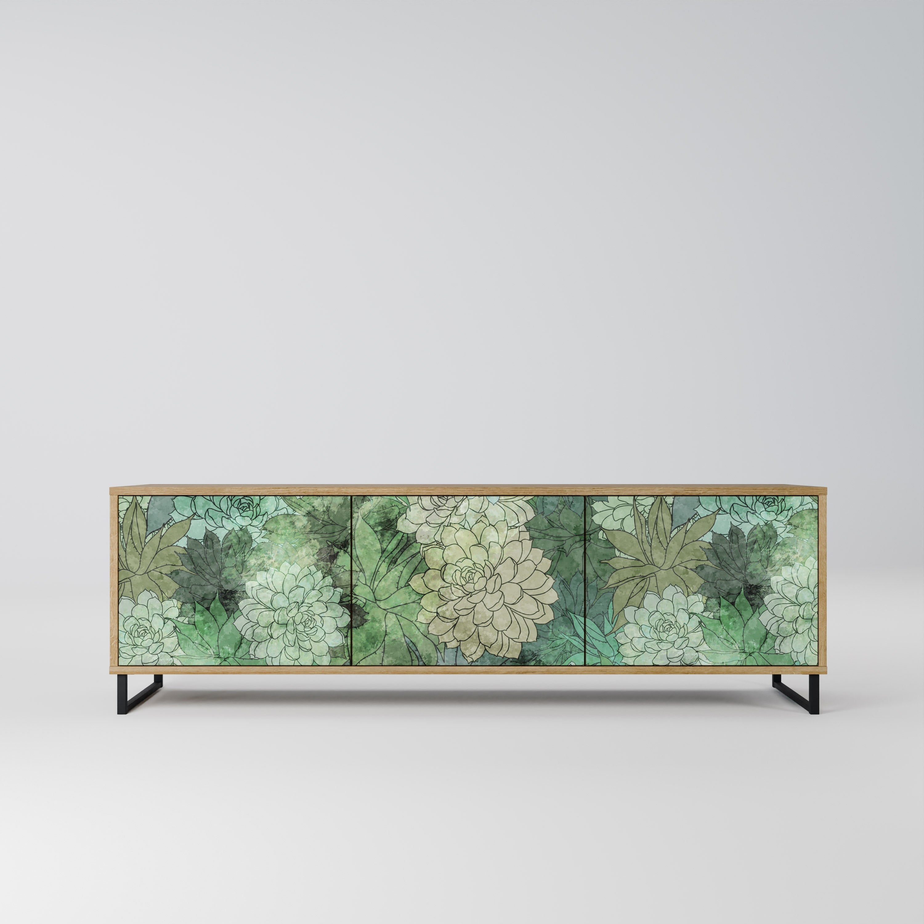 Βάση τηλεόρασης SUCCULENT CLUSTER με 3 πόρτες σε όψη δρυός