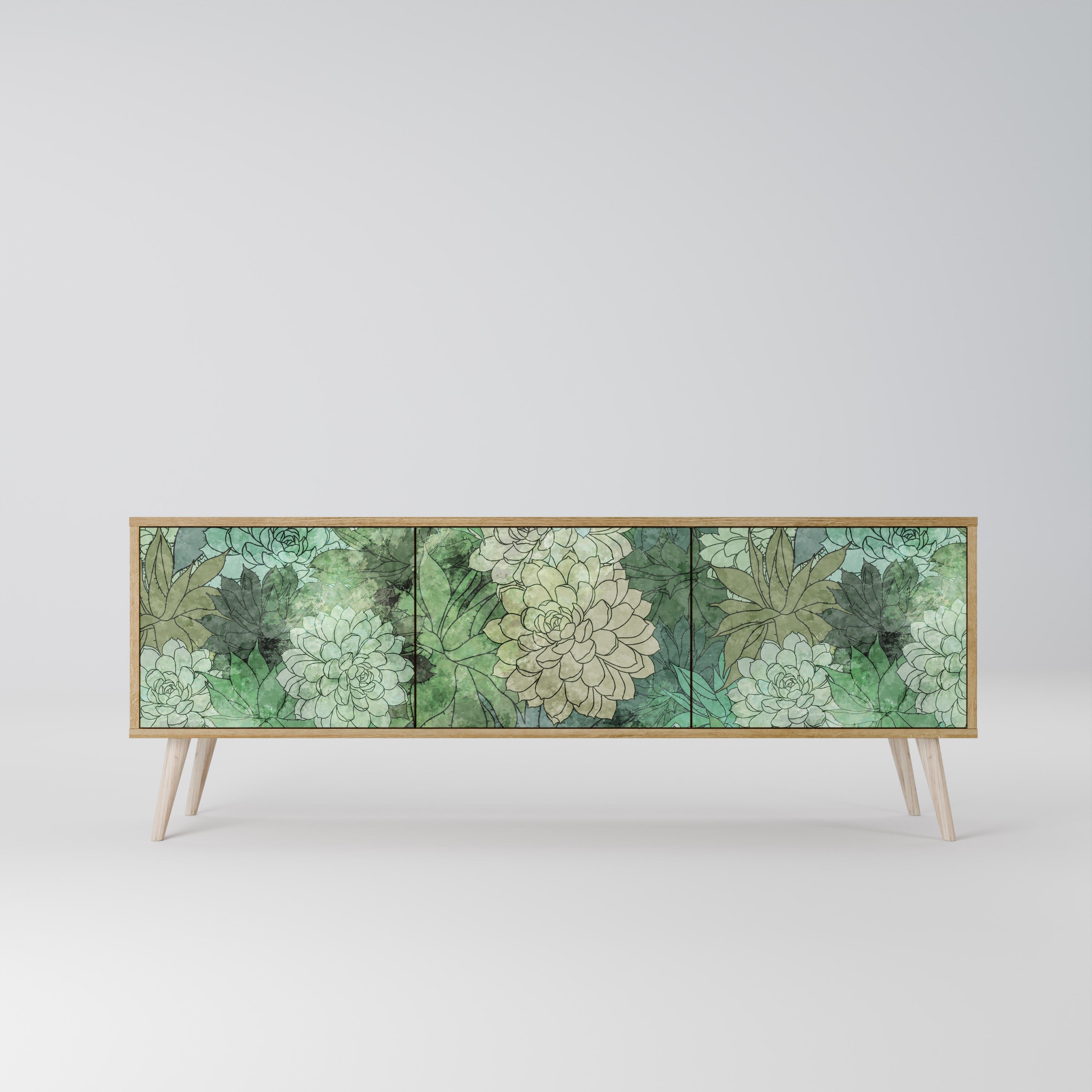 Βάση τηλεόρασης SUCCULENT CLUSTER με 3 πόρτες σε όψη δρυός