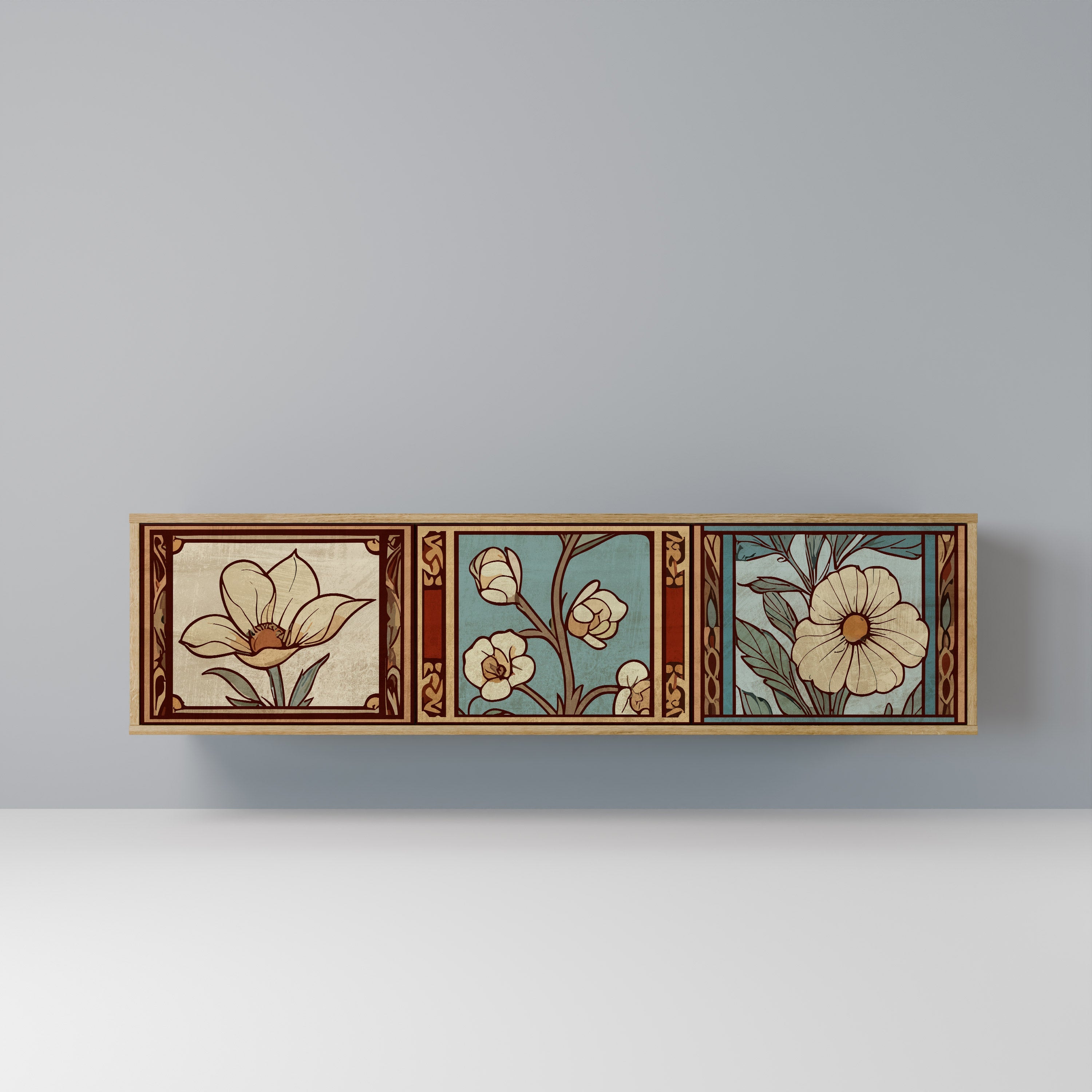 TIMELESS FLORA Τρίθυρη βάση τηλεόρασης σε όψη δρυός