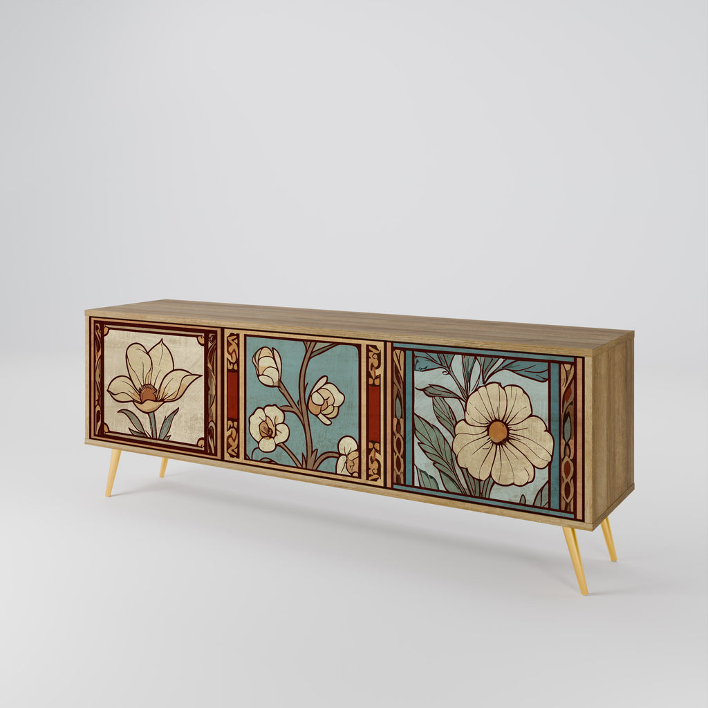 TIMELESS FLORA 3-Door TV Stand in Oak Effect