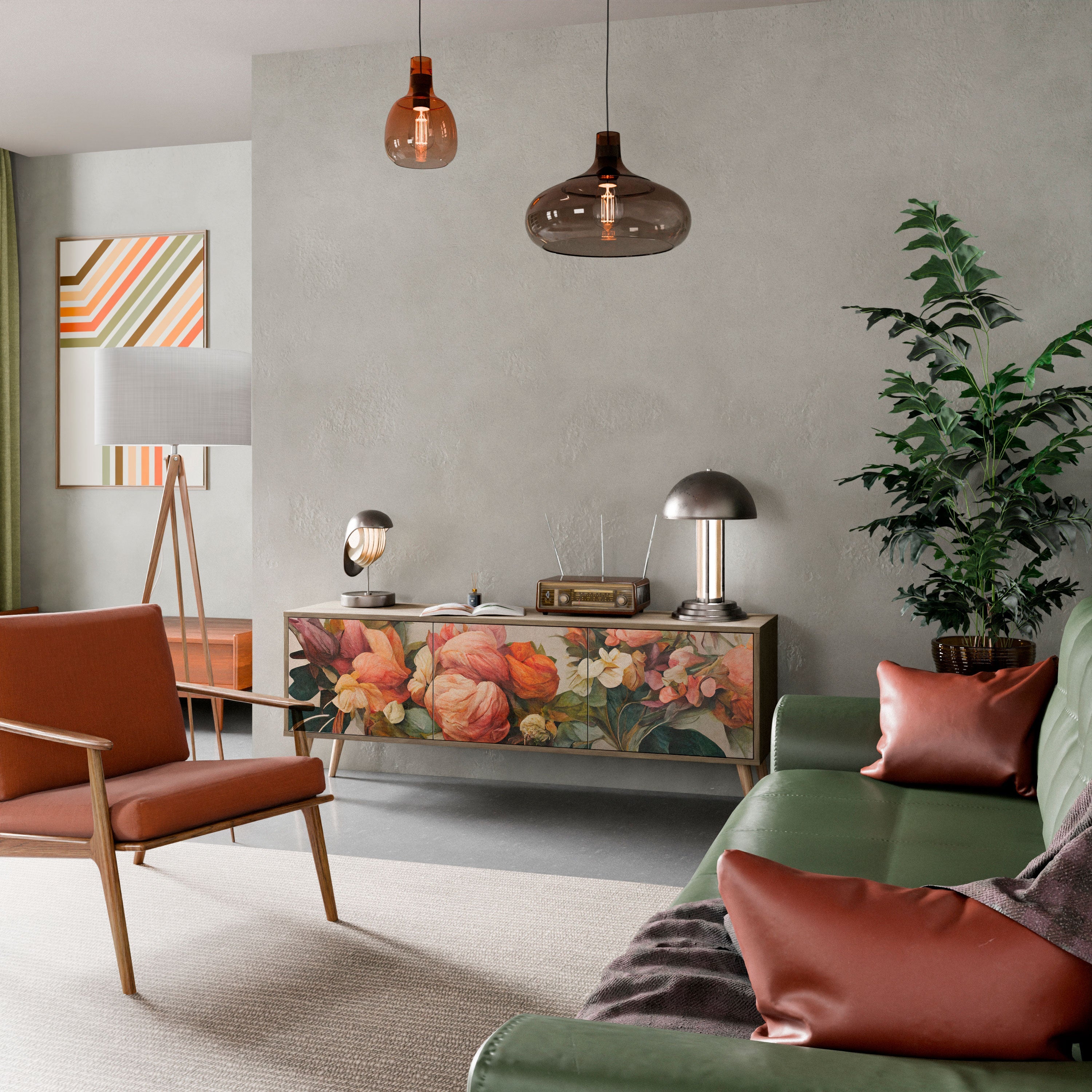 Βάση τηλεόρασης STYLISH BEAUTY με 3 πόρτες σε όψη δρυός