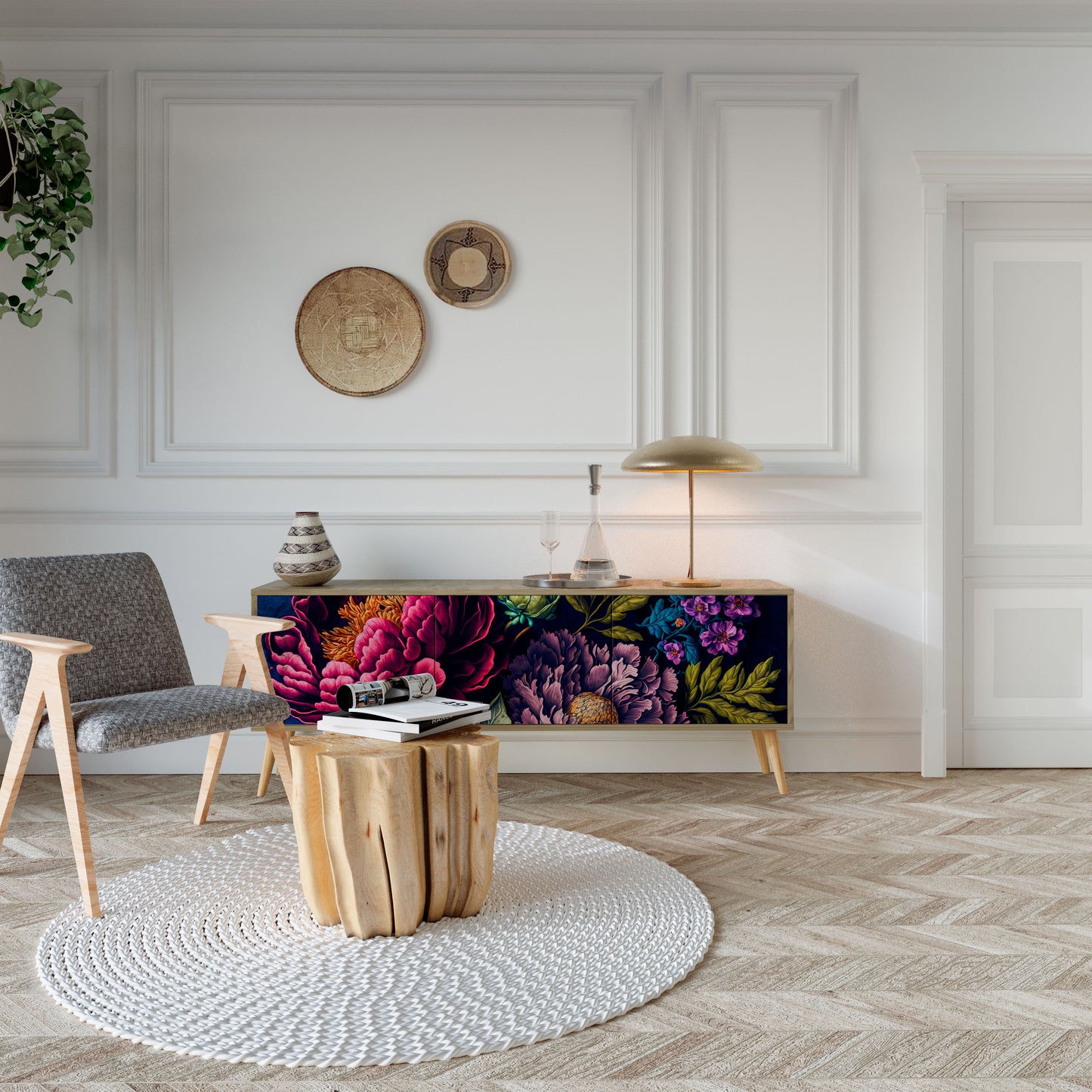 BLOOMING ELEGANCE Έπιπλο τηλεόρασης 3-θυρών