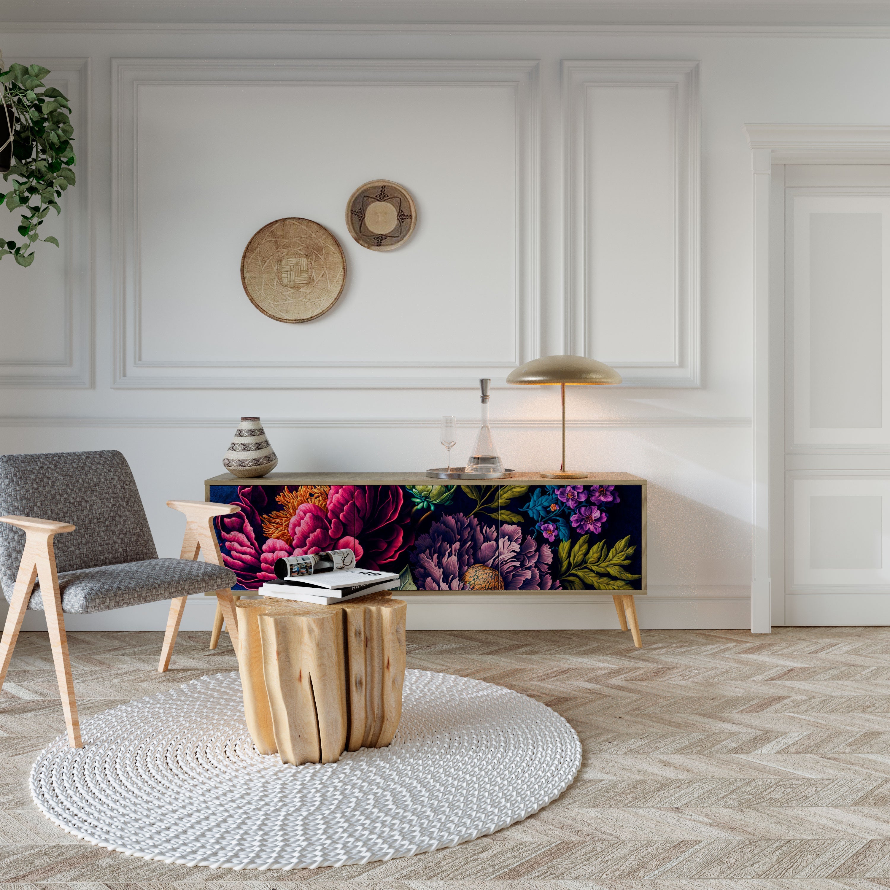 Βάση τηλεόρασης BLOOMING ELEGANCE 3 πορτών σε όψη δρυός