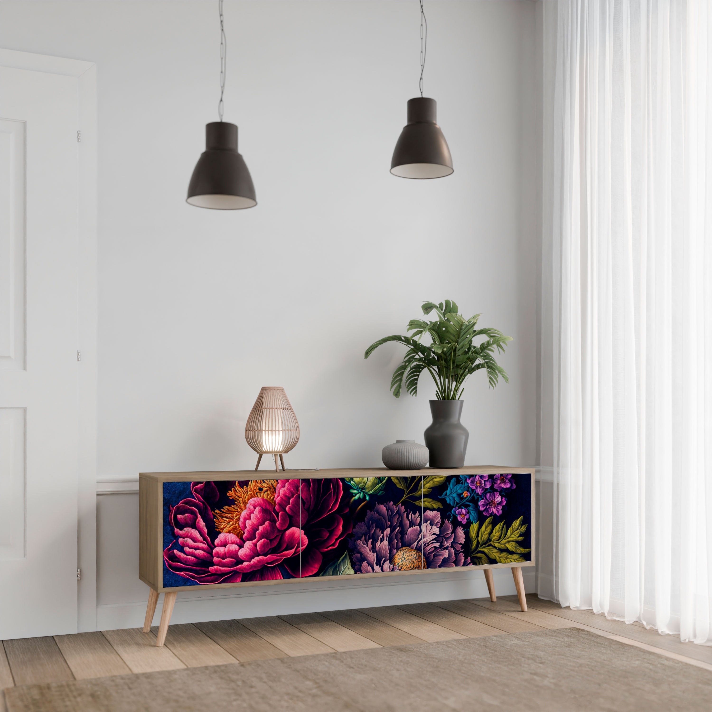 Βάση τηλεόρασης BLOOMING ELEGANCE 3 πορτών σε όψη δρυός