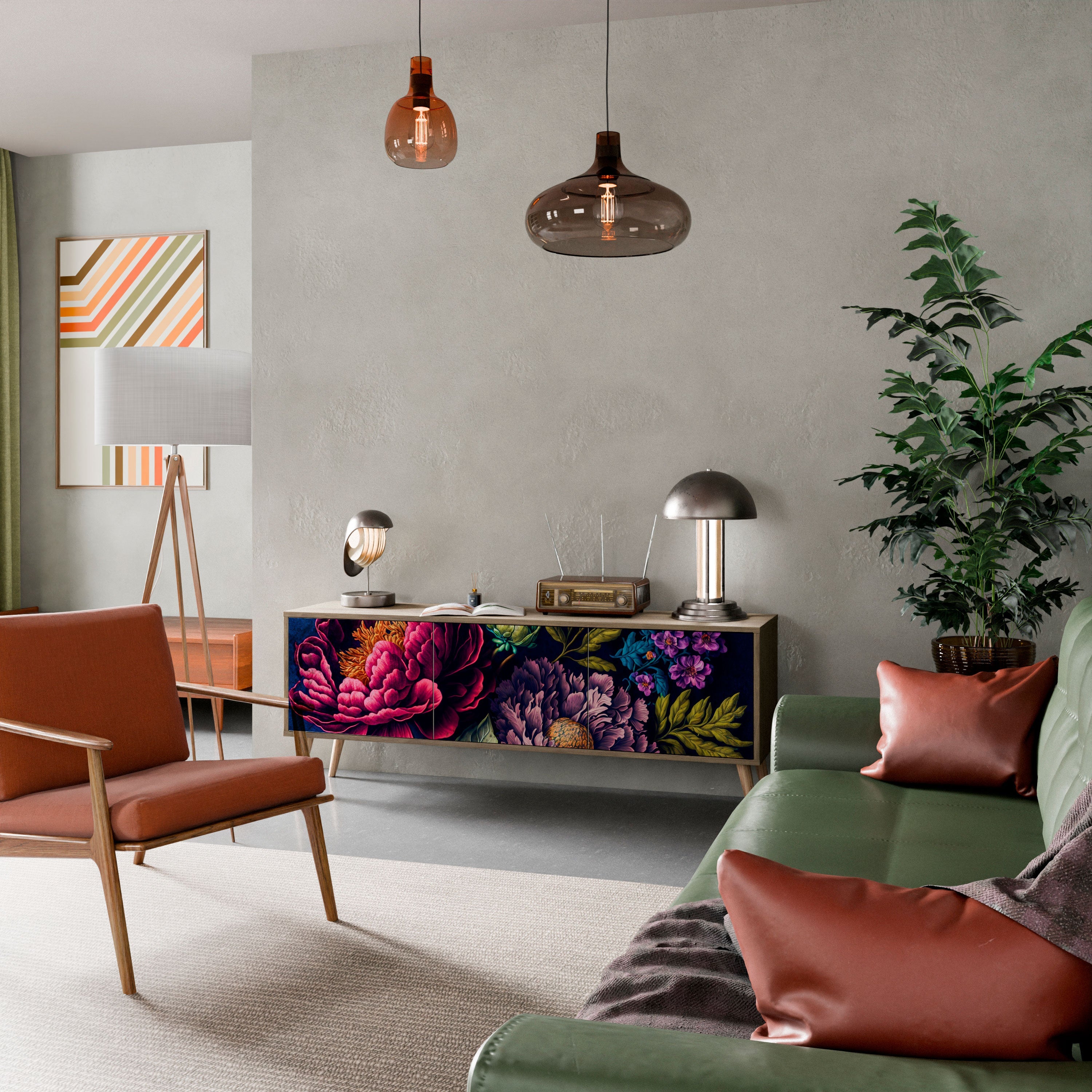 Βάση τηλεόρασης BLOOMING ELEGANCE 3 πορτών σε όψη δρυός